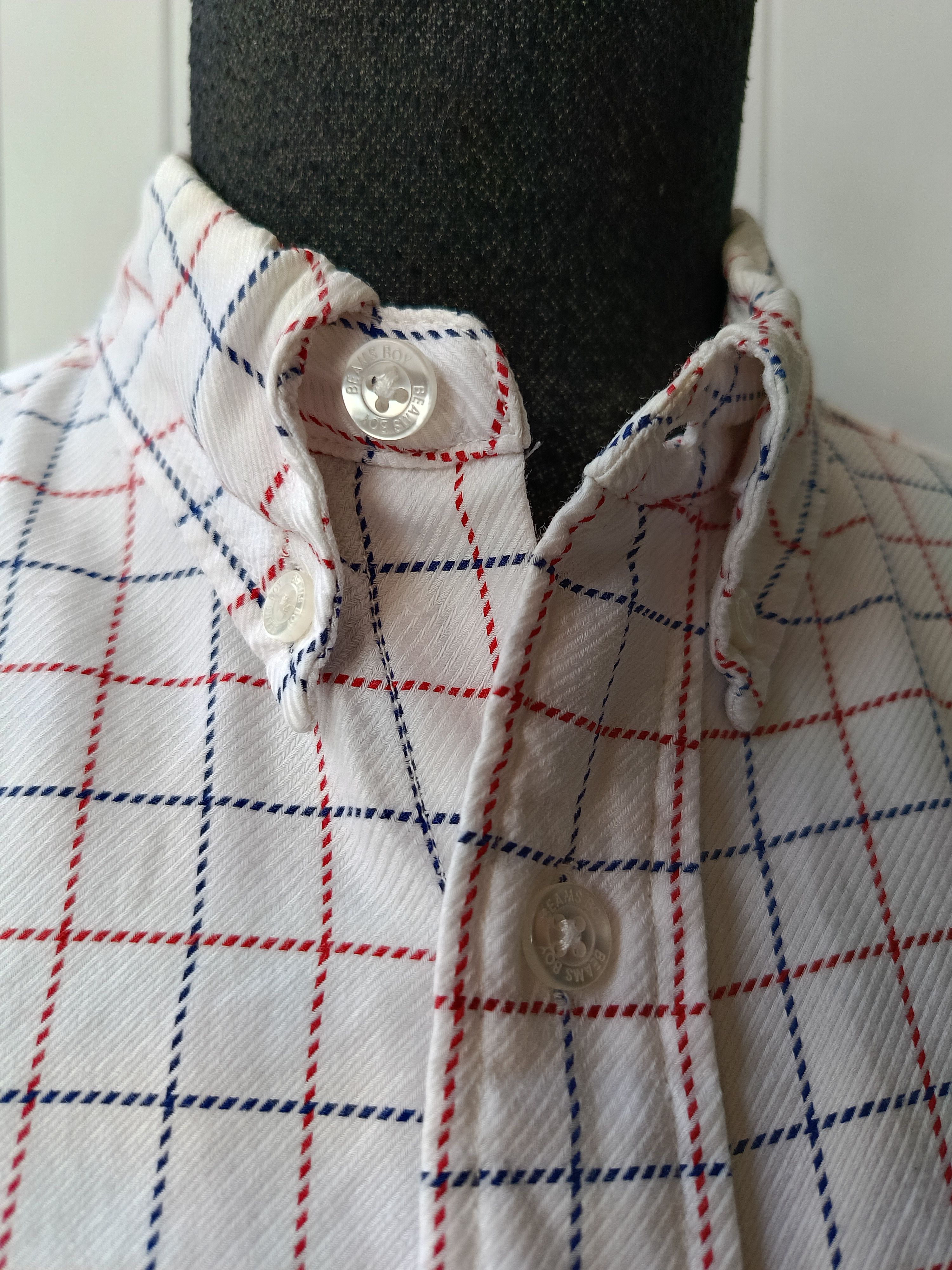 Beams Plus × Japanese Brand BEAMS BOY white square check striped button down shirt S M Size M / US 6-8 / IT 42-44 - 7 Thumbnail