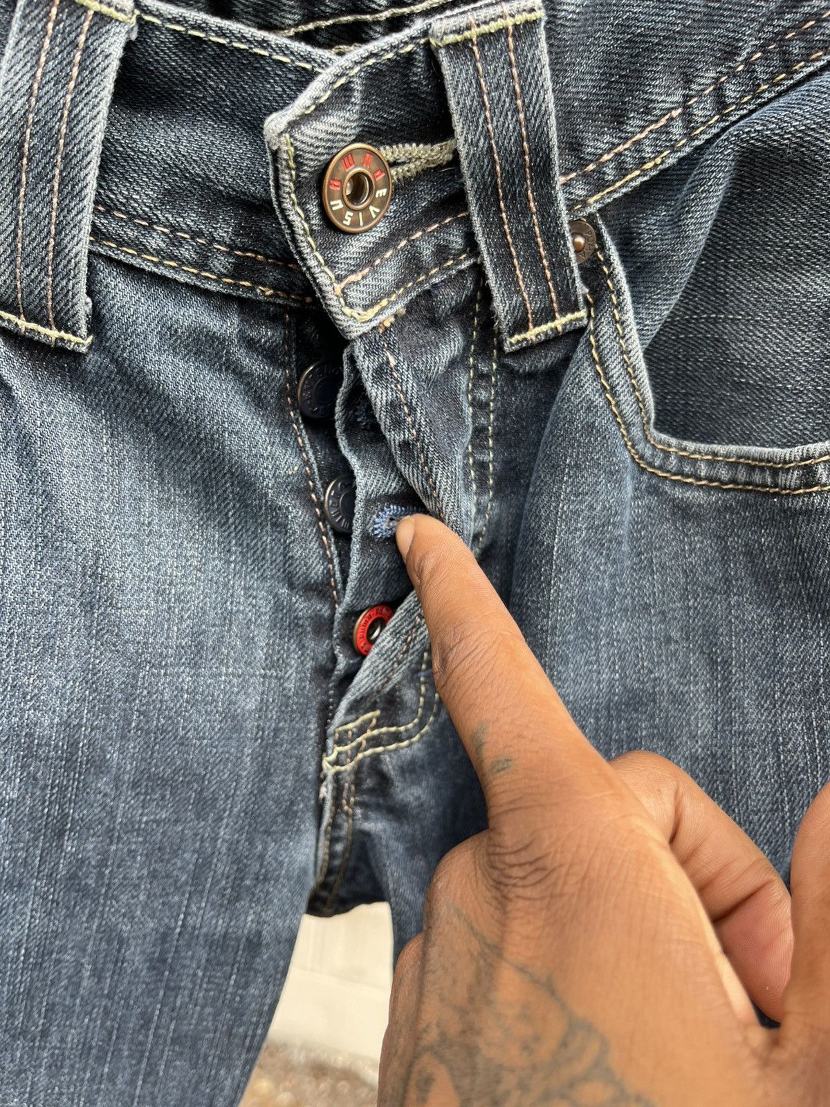 Evisu Jade painted Evisu denim jeans Size US 31 - 6 Thumbnail