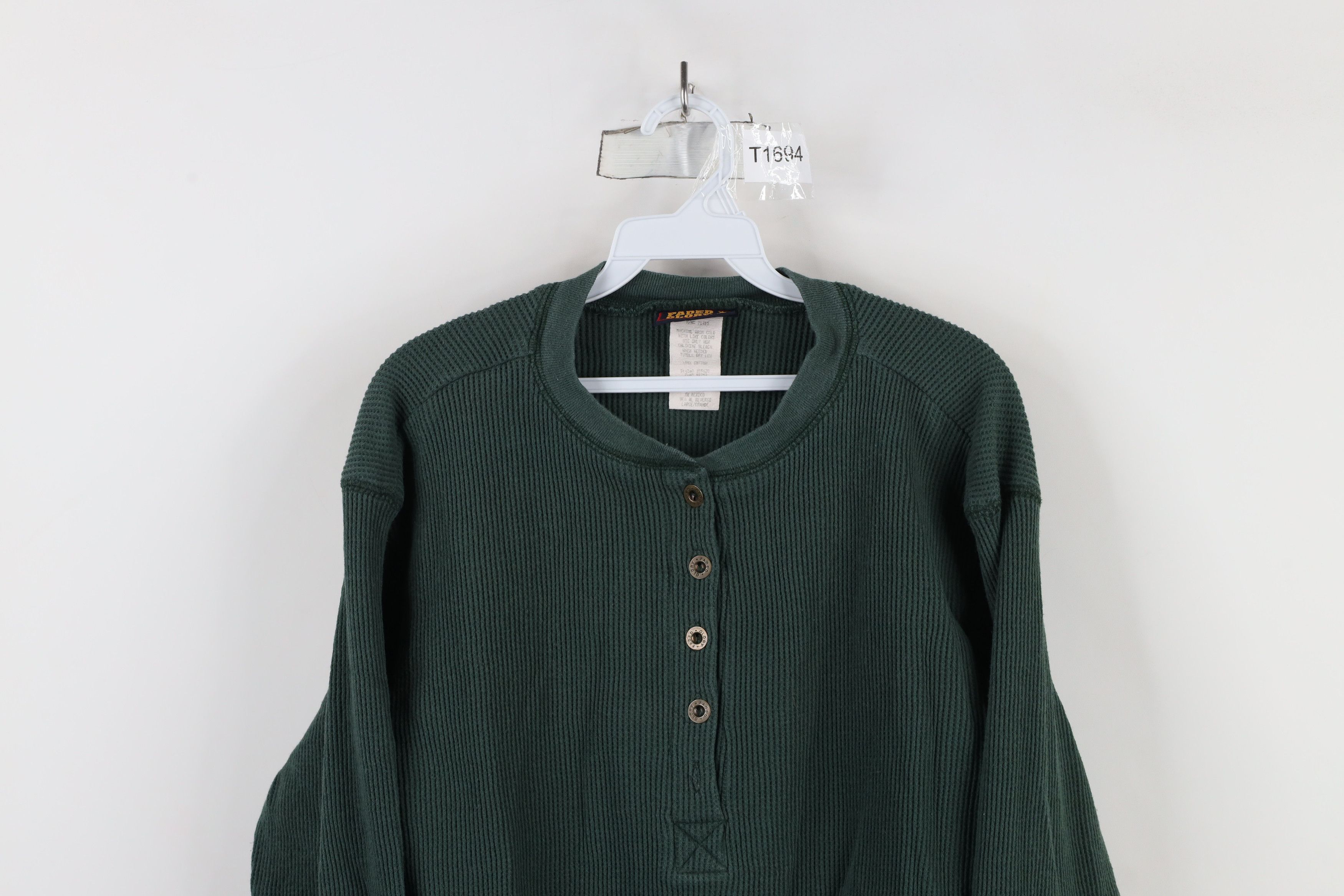 Vintage Vintage 90s Streetwear Thermal Waffle Knit Henley T-Shirt Size L / US 10 / IT 46 - 2 Thumbnail