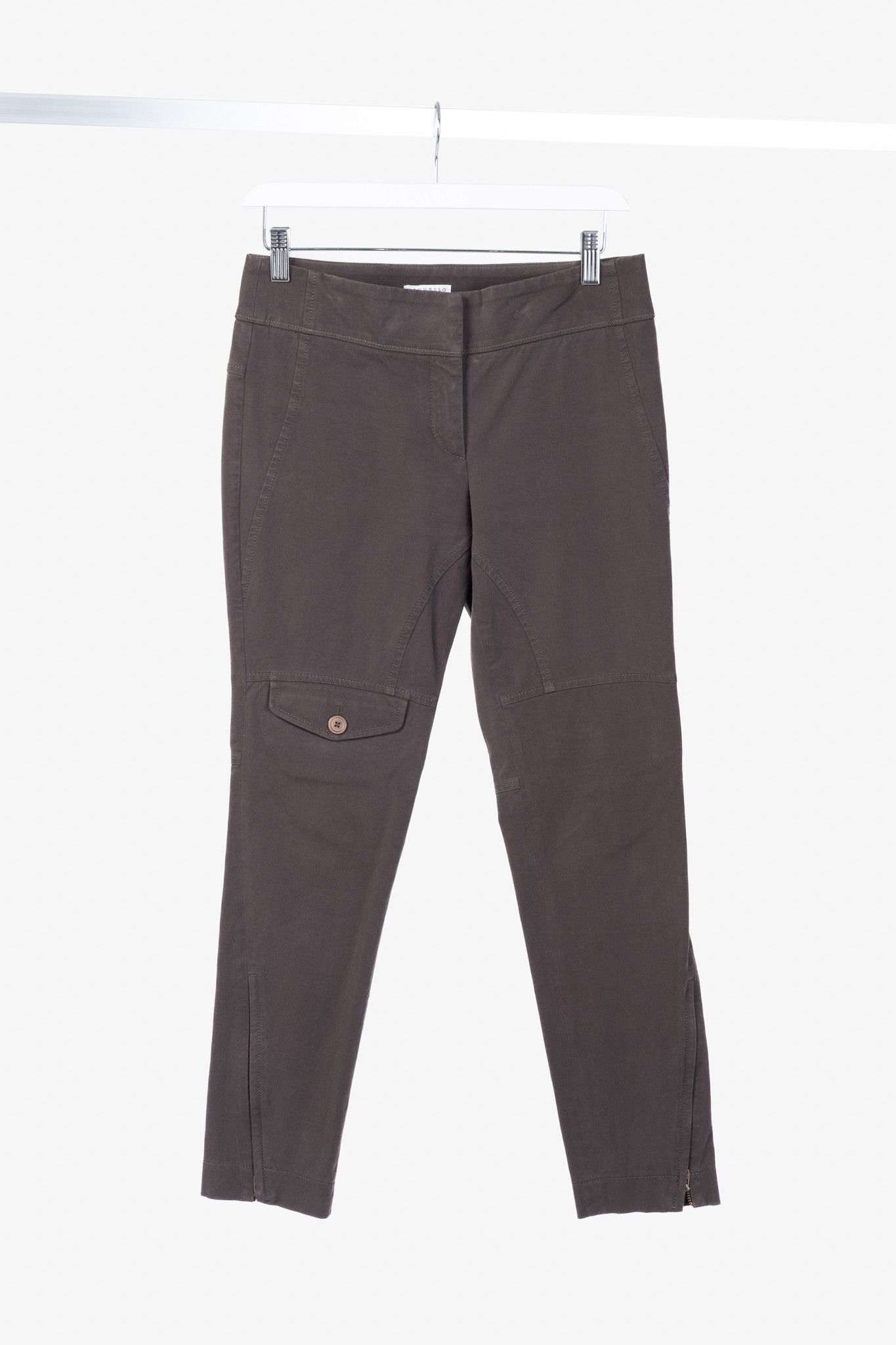 Brunello Cucinelli Brunello Cucinelli Brown Cotton-Twill Equestrian Trousers Size 27" / US 4 / IT 40 - 1 Thumbnail