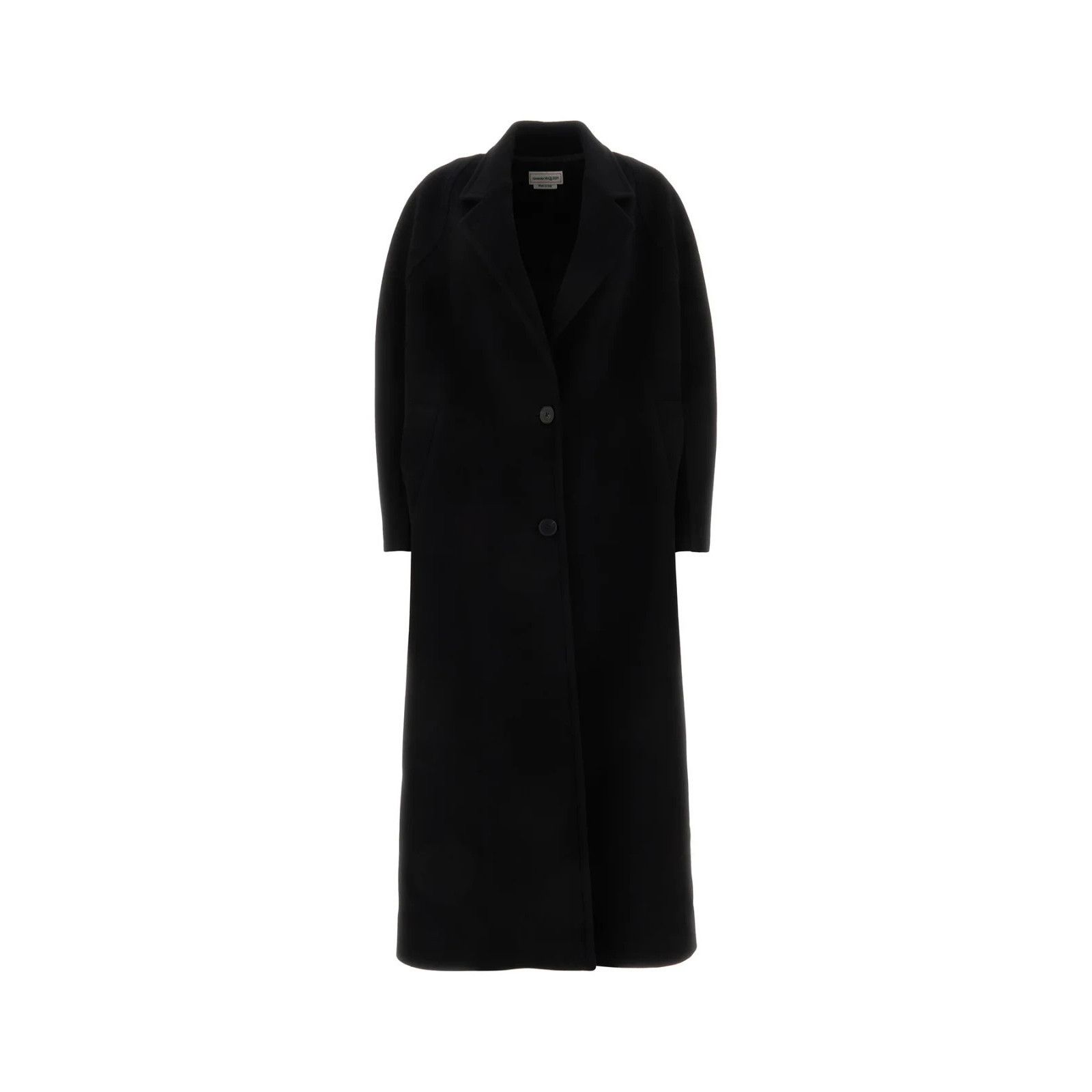 ALEXANDER MCQUEEN Black Wool Blend Oversize Coat New & Authe