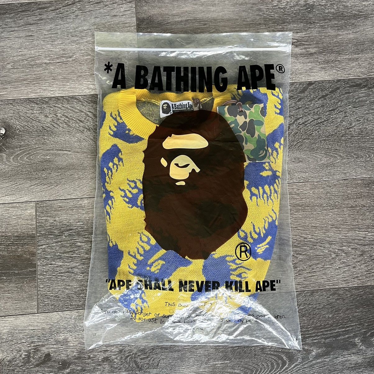 Bape NEW A Bathing Ape Bape Flame Head Pattern Knit Sweater 2018 Size US XL / EU 56 / 4 - 2 Thumbnail