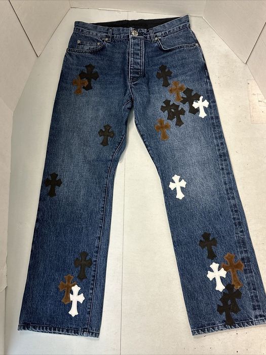 Chrome Hearts Chrome Hearts Cross Patch Denim Jeans Black Brown White ...