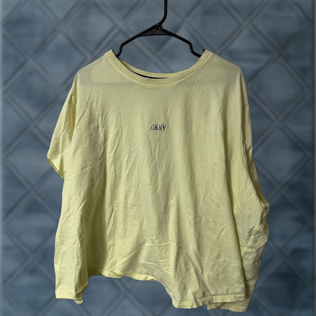 DKNY DKNY Sport Shirt Women 3X Yellow Cropped Crew Neck Plus Size Womens Size XXL / US 16-18 / IT 52-54 - 1 Thumbnail