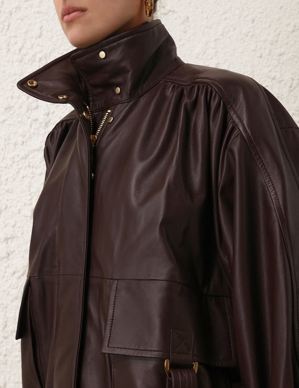 Zimmermann oc11z0725 Illustration Leather Jacket in Brown Size S / US 4 / IT 40 - 5 Thumbnail