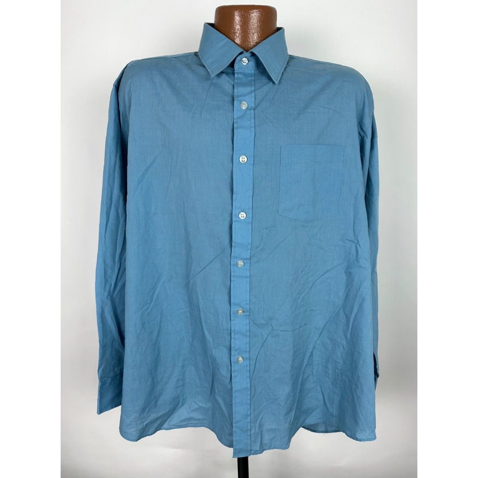 Vintage VINTAGE Botany 500 Shirt Men XL Blue 80s 90s Casual Preppy Button-Up Cotton Polyester Solid Long Sleeve Size US XL / EU 56 / 4 - 3 Thumbnail