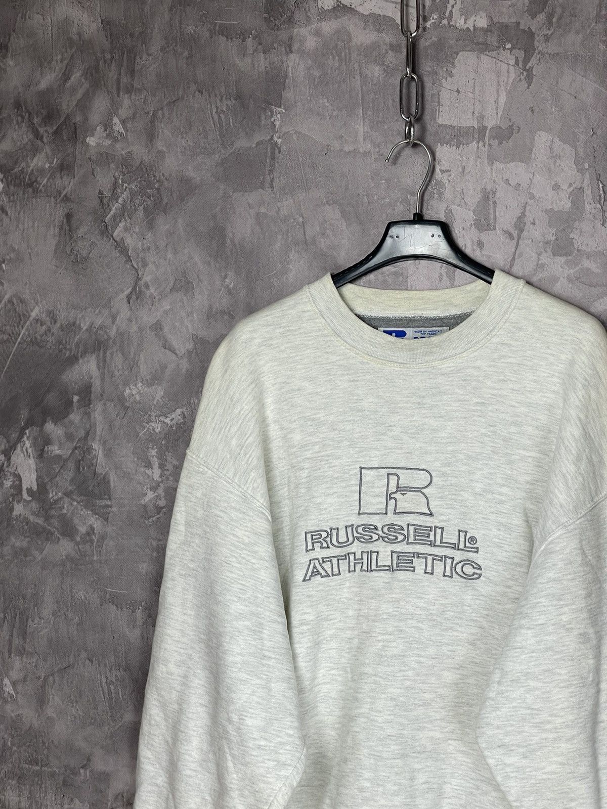 Russell Athletic × Vintage Vintage Russell Athletic Big Logo Light Grey Sweatshirt Size US M / EU 48-50 / 2 - 3 Thumbnail