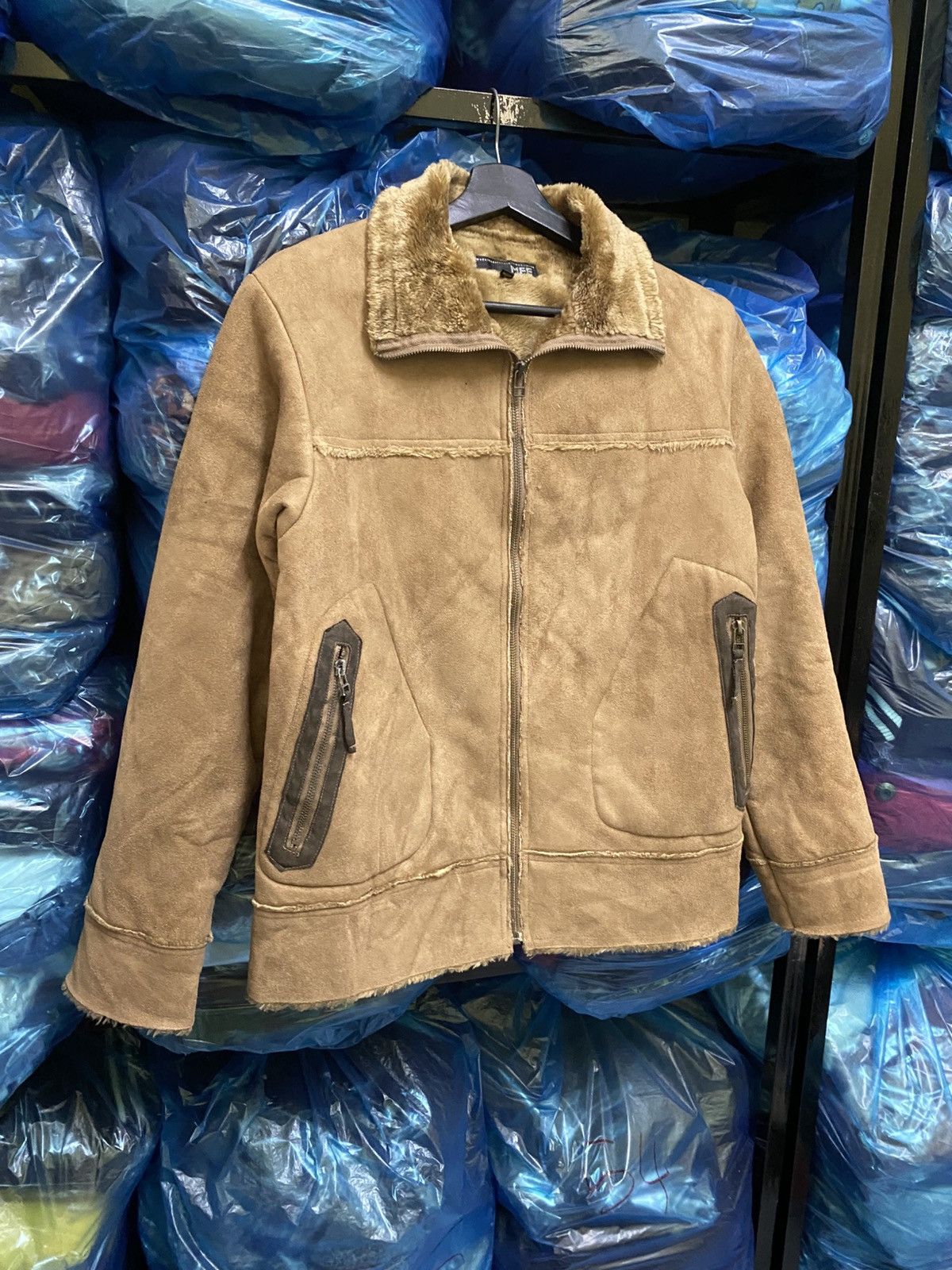 Japanese Brand Vintage MFE Faux Shearling Jacket - Men’s Tan Winter Size US S / EU 44-46 / 1 - 5 Thumbnail