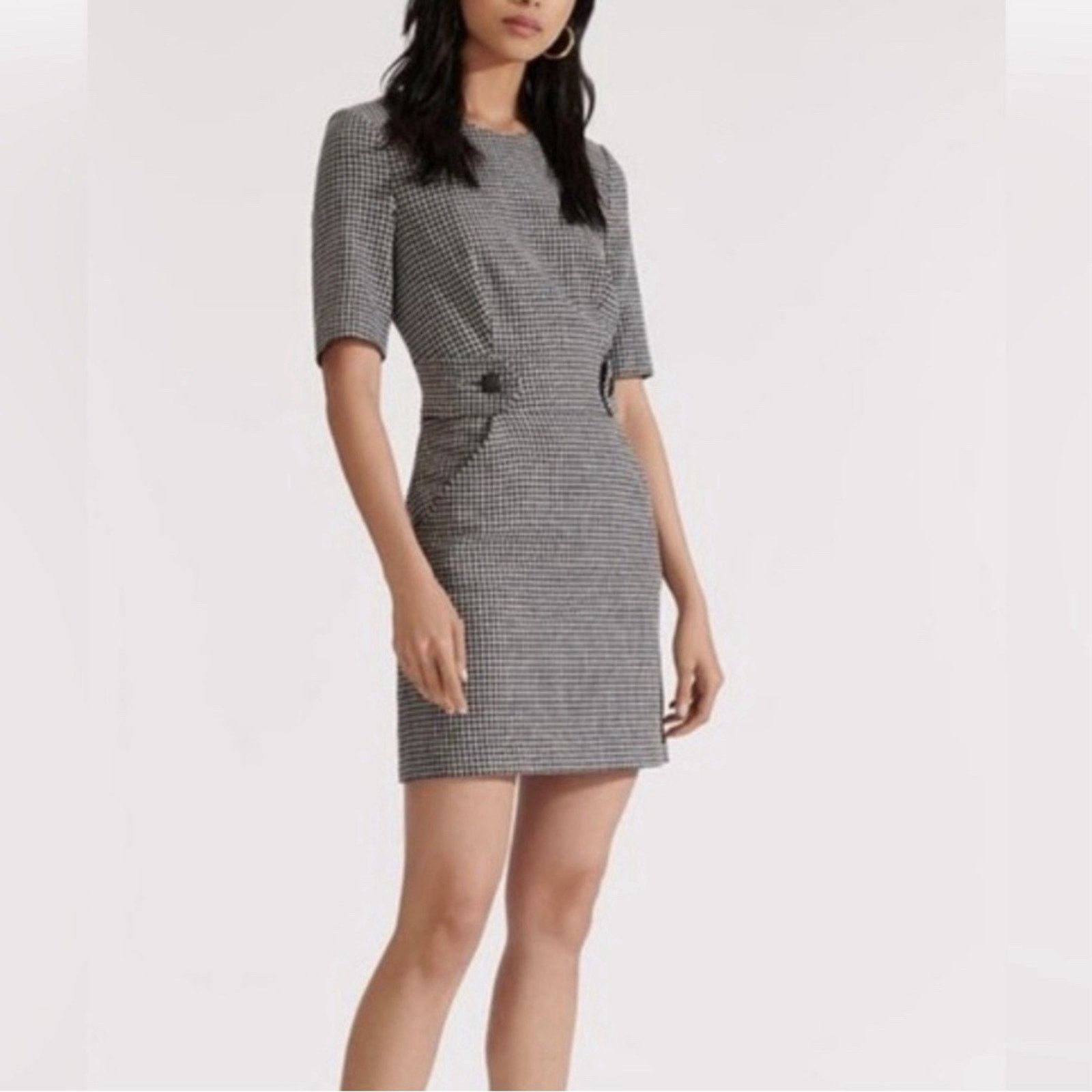 Veronica Beard Teddi Sheath Dress Black & White Check