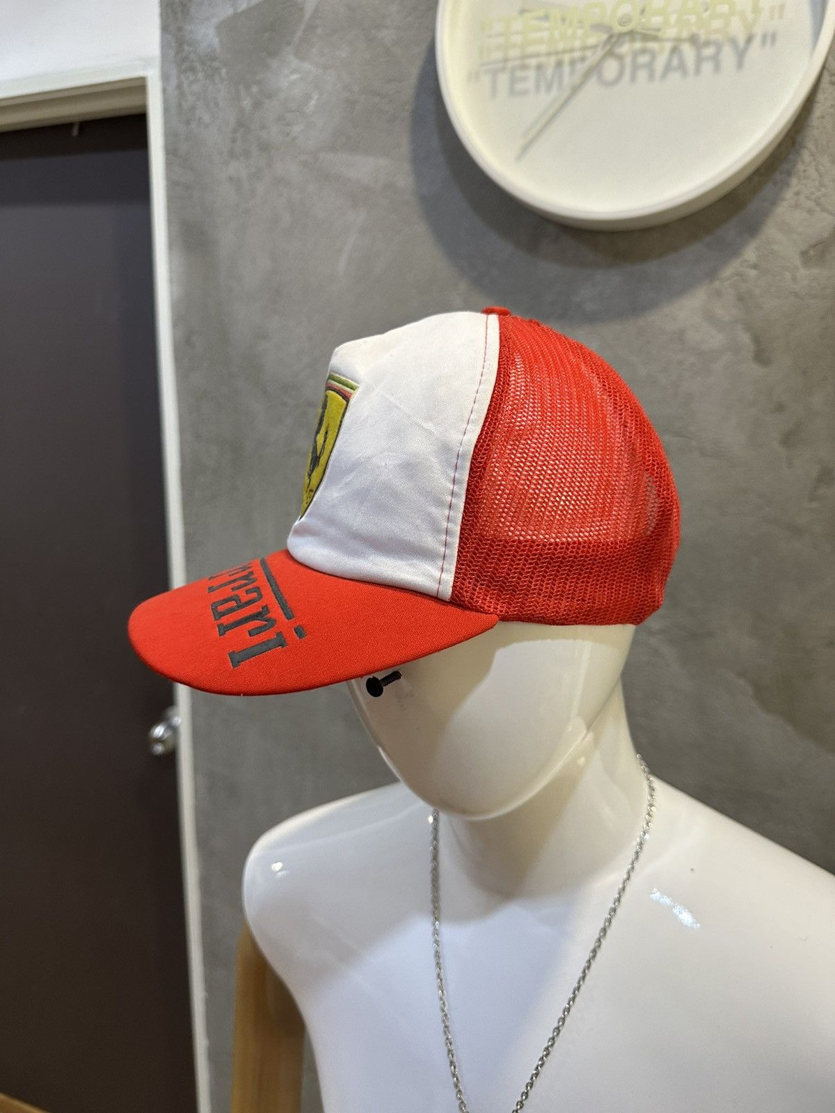 Ferrari Vintage 1990 Ferrari Logo Red Trucker Hats Size ONE SIZE - 18 Thumbnail