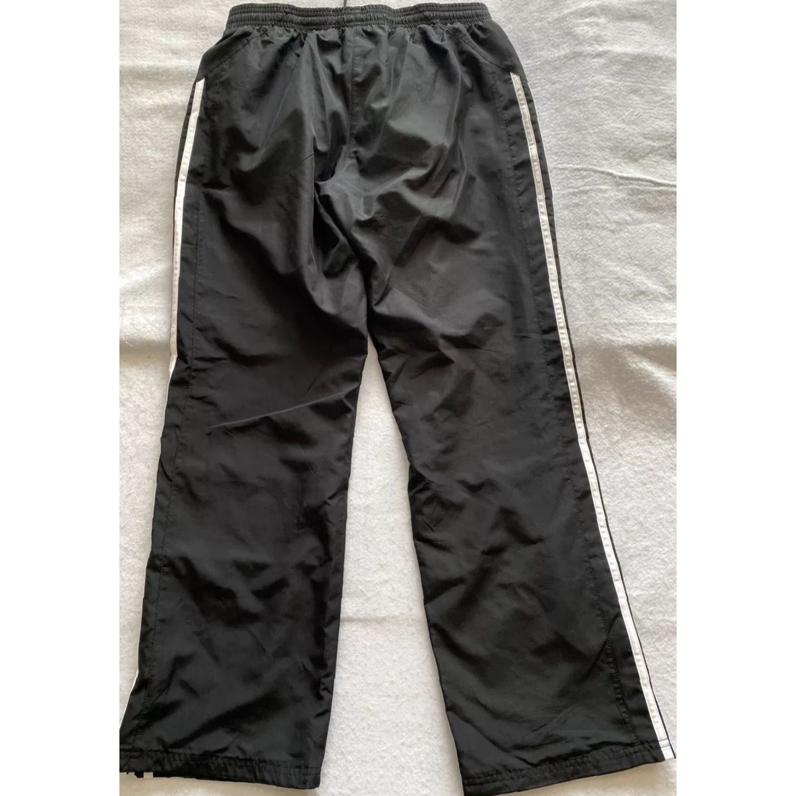 Adidas Adidas Track Pants Mens M Black Drawstring Waist Ankle Zipper 31in Inseam 1990s Activewear Regular Straight Pants Size US 31 - 6 Thumbnail