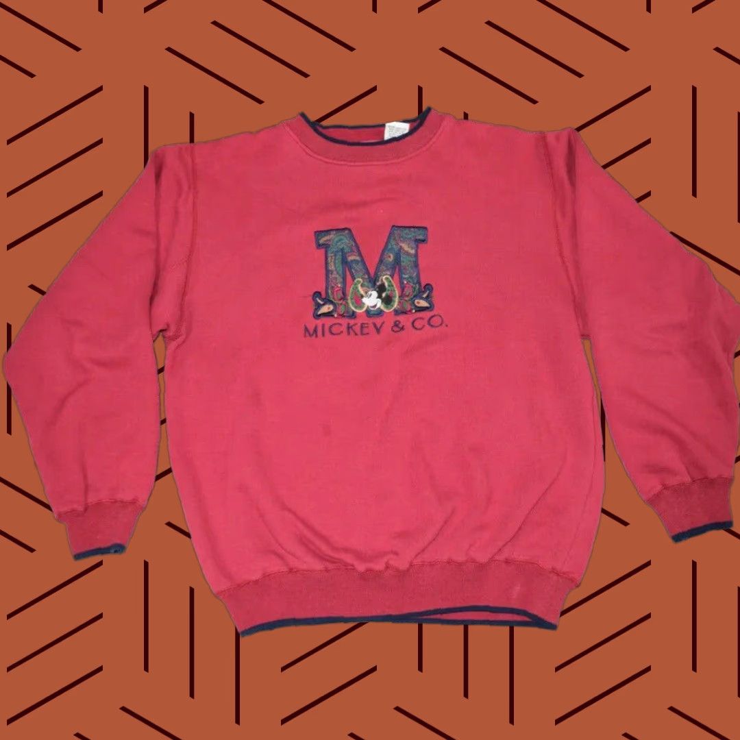 Disney VINTAGE Disney Mickey & Co Sweatshirt Pullover Adult Large Burgundy Paisley Embroidered Mens Size US L / EU 52-54 / 3 - 1 Thumbnail