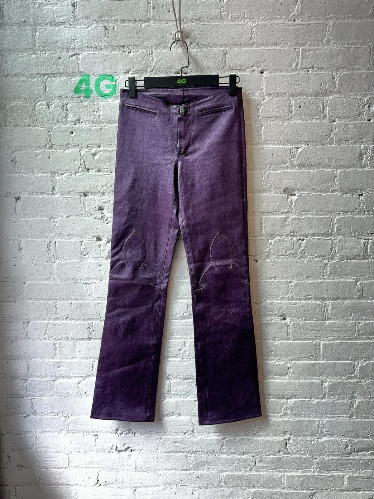 Chrome Hearts CHROME HEARTS PURPLE FLUR LEATHER PANTS Size 25" / US 0 / IT 36 - 1 Thumbnail