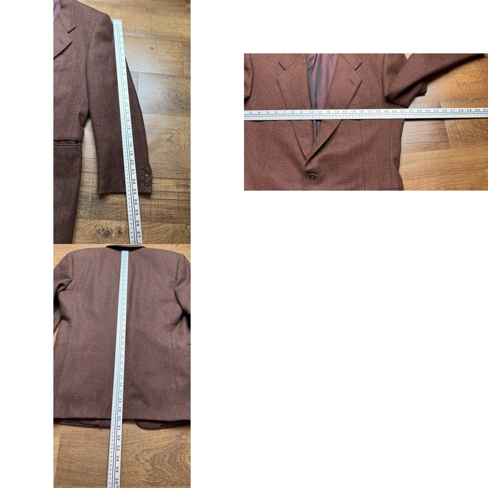 Vintage VINTAGE Wilkes & Bashford Blazer Sport Coat Mens 42R Glen Plaid 100% Wool Size 42R - 9 Thumbnail