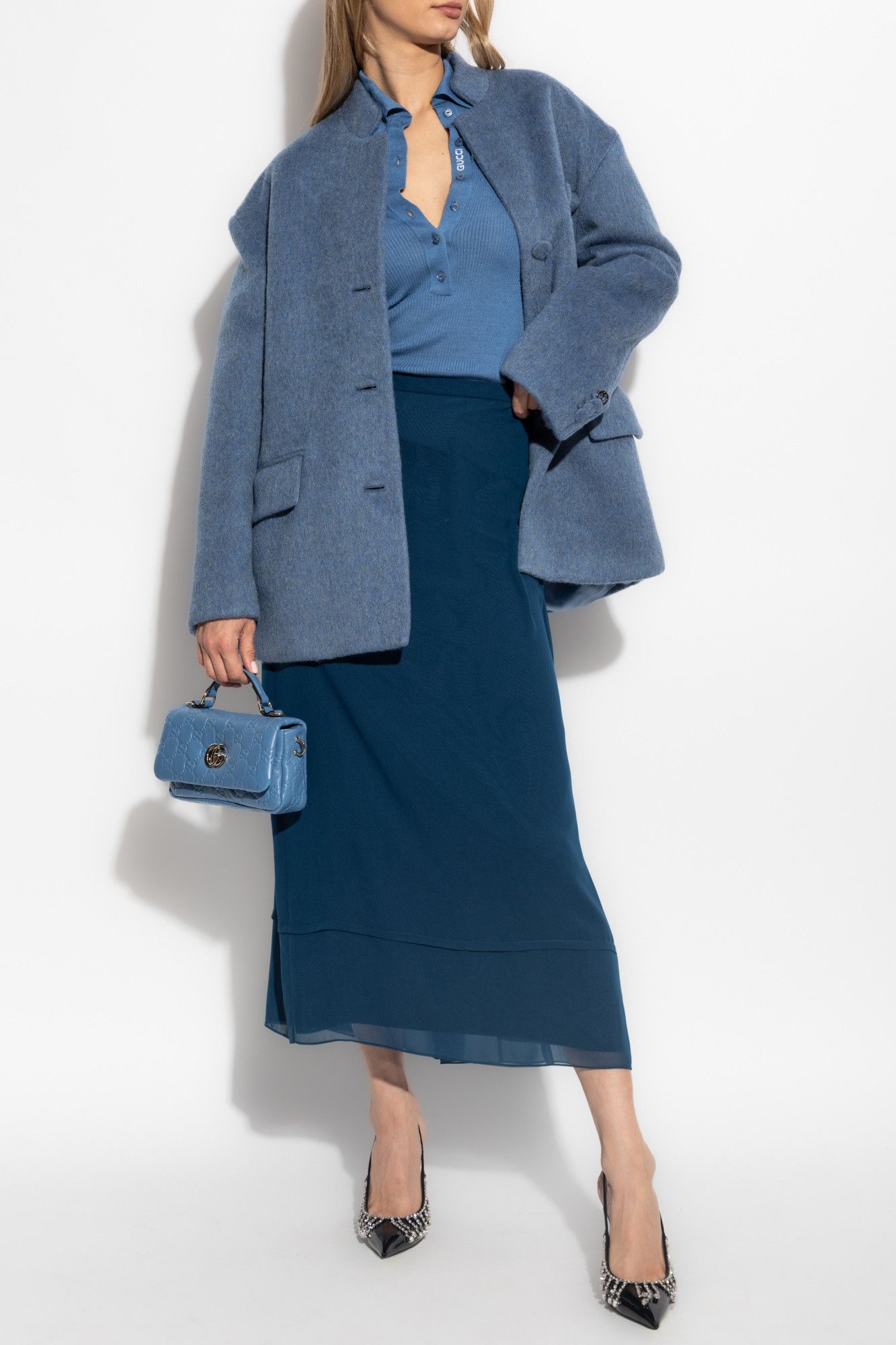 Gucci o1la5ras0526 Wool Mohair Jacket in Blue Size M / US 6-8 / IT 42-44 - 2 Thumbnail