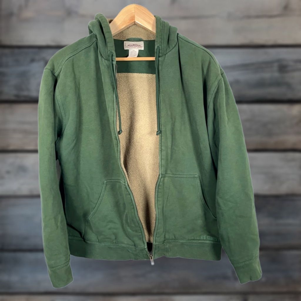 Vintage L.L. Bean Katahdin Iron Works Sherpa Zip Hoodie Men's Large Green Sweatshirt Size US L / EU 52-54 / 3 - 1 Thumbnail