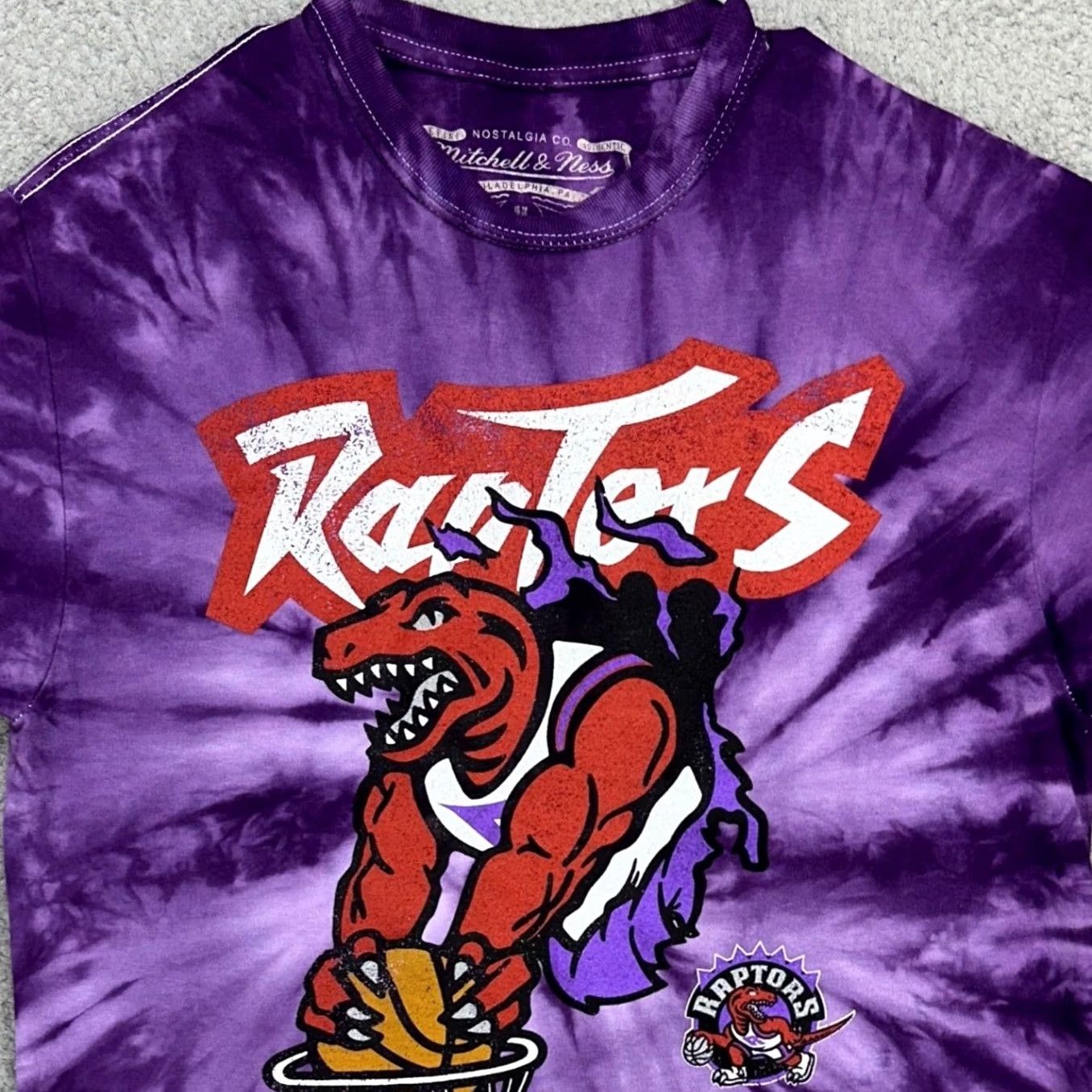 Mitchell & Ness Mitchell Ness Toronto Raptors T-Shirt Men Hardwood Classic Purple Tie Dye Short Sleeve Crew Neck Medium Graphic Print 40in Chest 26in Length Mens Size US M / EU 48-50 / 2 - 2 Thumbnail