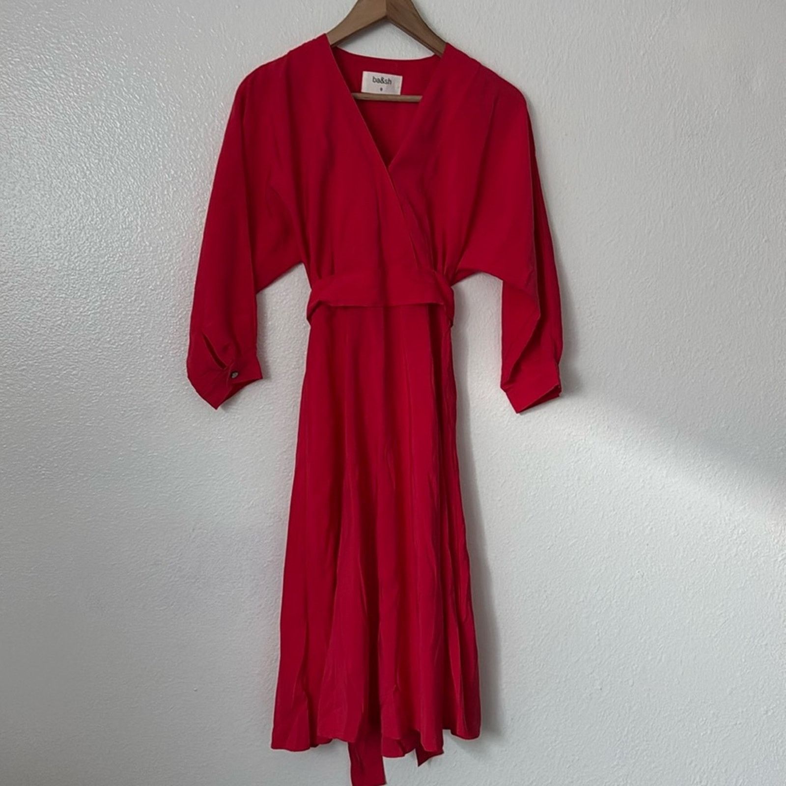 ba&sh BA&SH 0 Red A-Line Midi Dress Size XS / US 0-2 / IT 36-38 - 1 Thumbnail