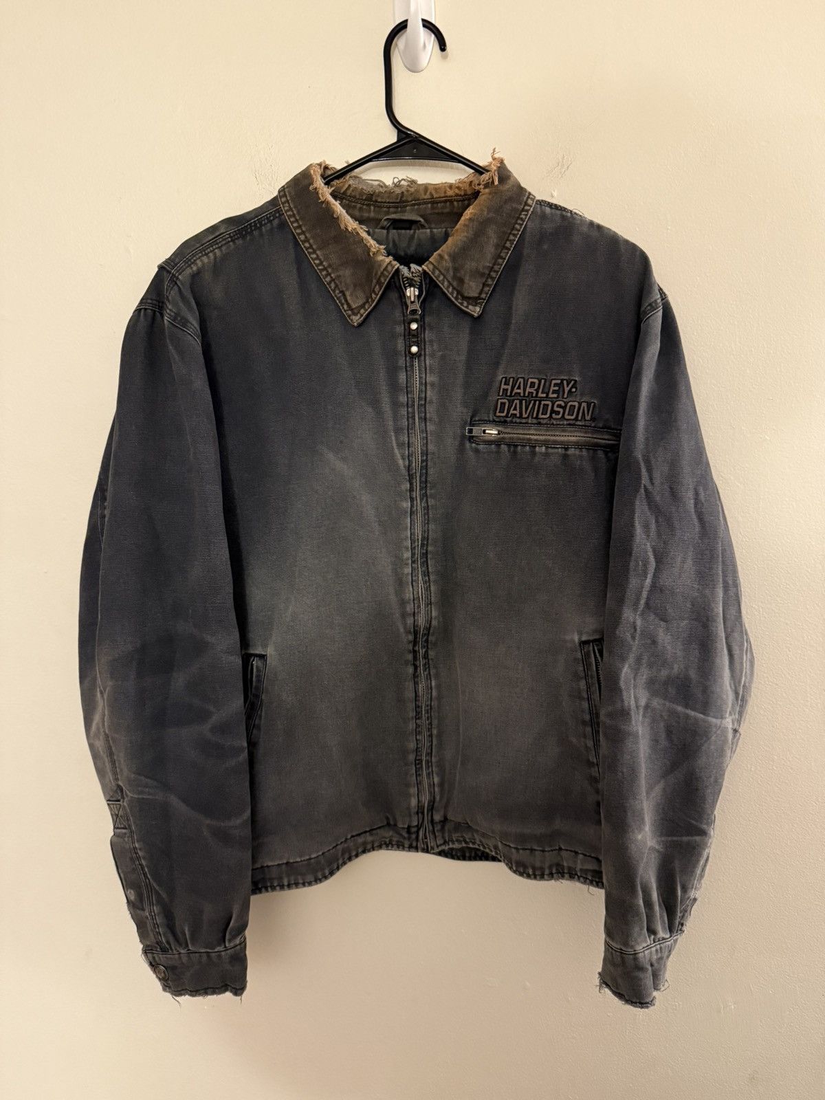 Harley Davidson Vintage 90's Harley Davidson Faded Thrashed Detroit Jacket Size US L / EU 52-54 / 3 - 1 Thumbnail