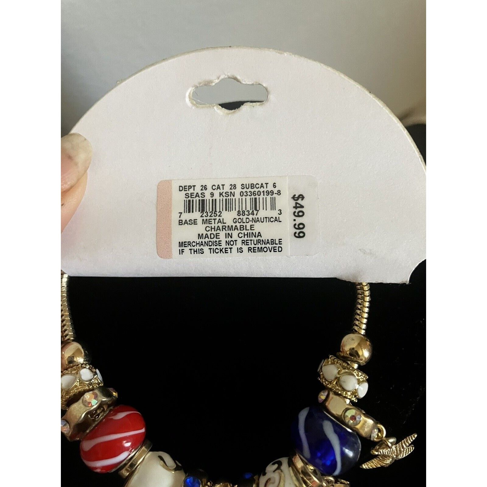Unknown London Charm Bracelet Nautical Theme gold Tone Stretch NWT Size ONE SIZE - 3 Thumbnail