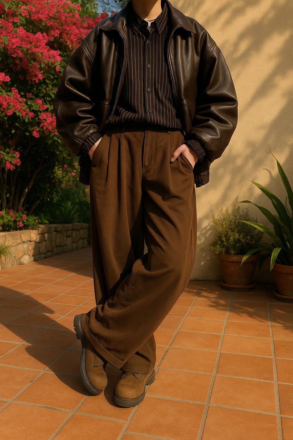 Other Pantalon vintage large marron fluide Size US 34 / EU 50 - 3 Thumbnail