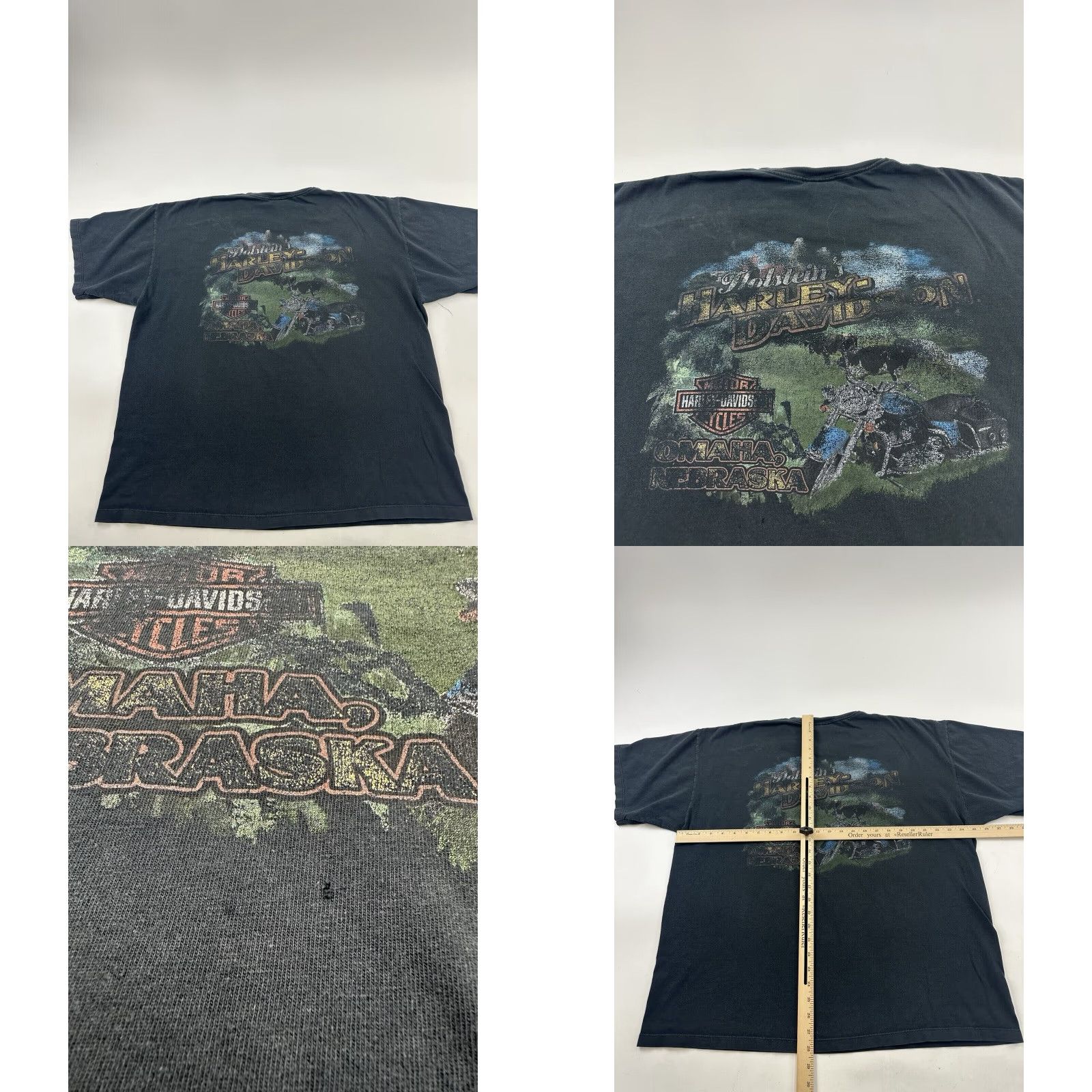 Harley Davidson VINTAGE Harley-Davidson Shirt 2XL Black Omaha Can't Tread On Us 90s Mens Size US XXL / EU 58 / 5 - 8 Thumbnail