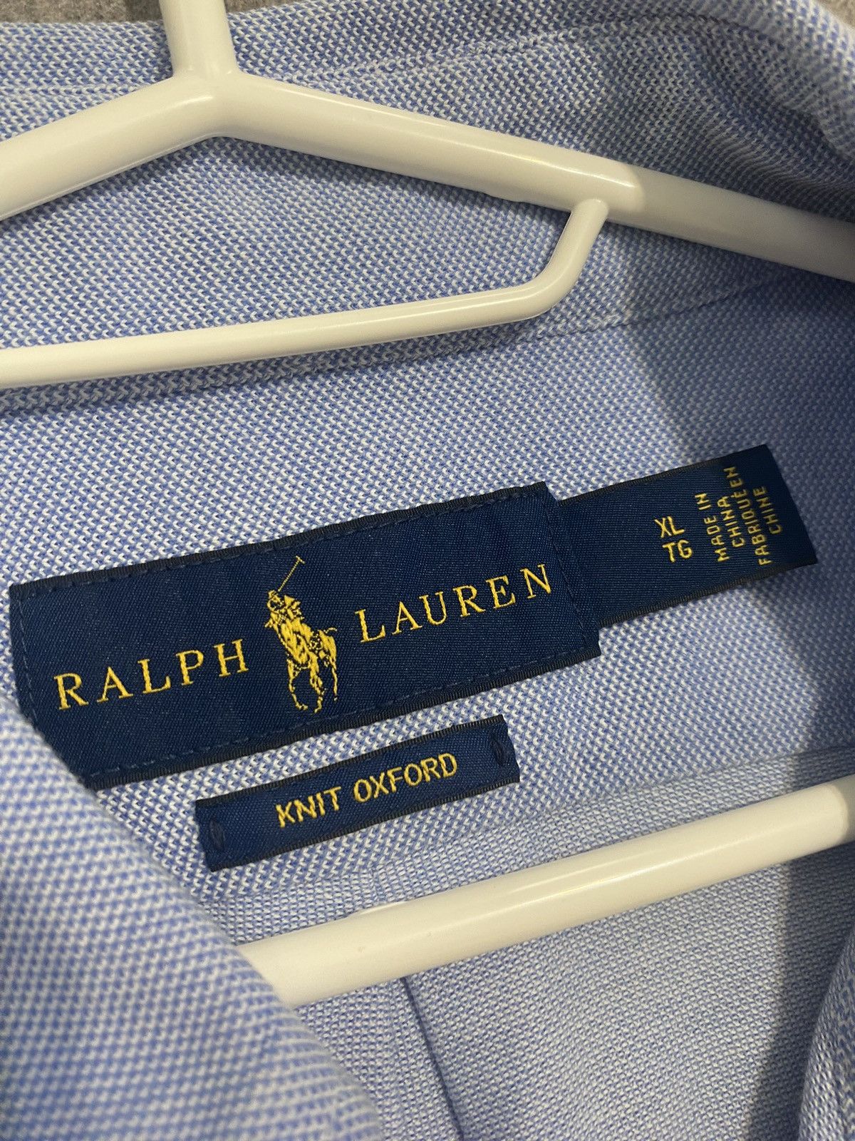 Polo Ralph Lauren × Ralph Lauren × Vintage Polo Ralph Lauren Knit Oxford Blue Shirt Buttons Up Size US XL / EU 56 / 4 - 5 Thumbnail