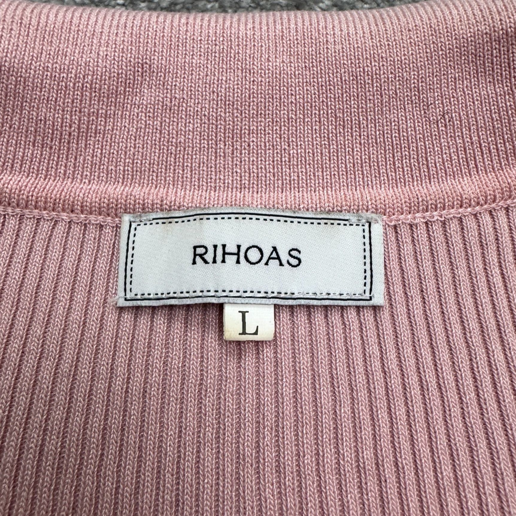Pinko Rhoas Ribbed Knit Button Down A-Line Shirt Dress Womens L Pink Short Sleeve Size L / US 10 / IT 46 - 4 Thumbnail