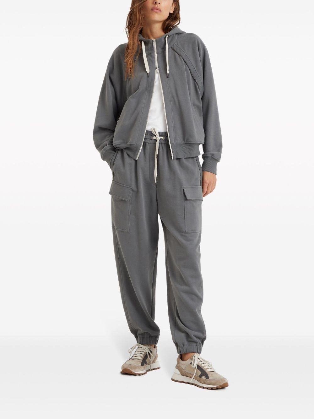 Brunello Cucinelli o1w1db10825 Woman Sport Pants in Medium Grey Size 27" / US 4 / IT 40 - 2 Thumbnail