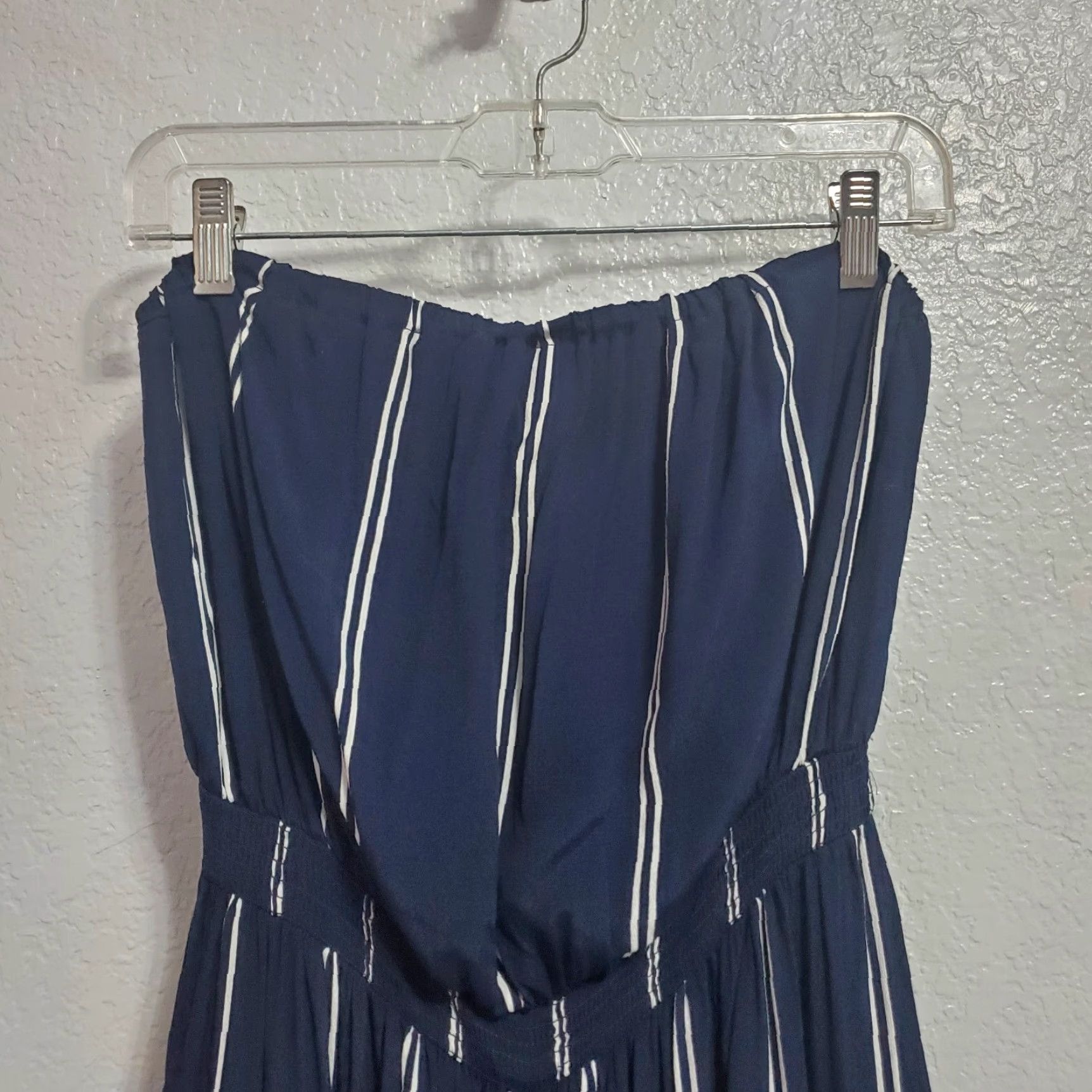 Urban Outfitters Urban Outfitters Silence + Noise Jumpsuit Women L Blue White Striped Strapless Wide Leg Romper Size 36" / US 14 / IT 50 - 5 Thumbnail