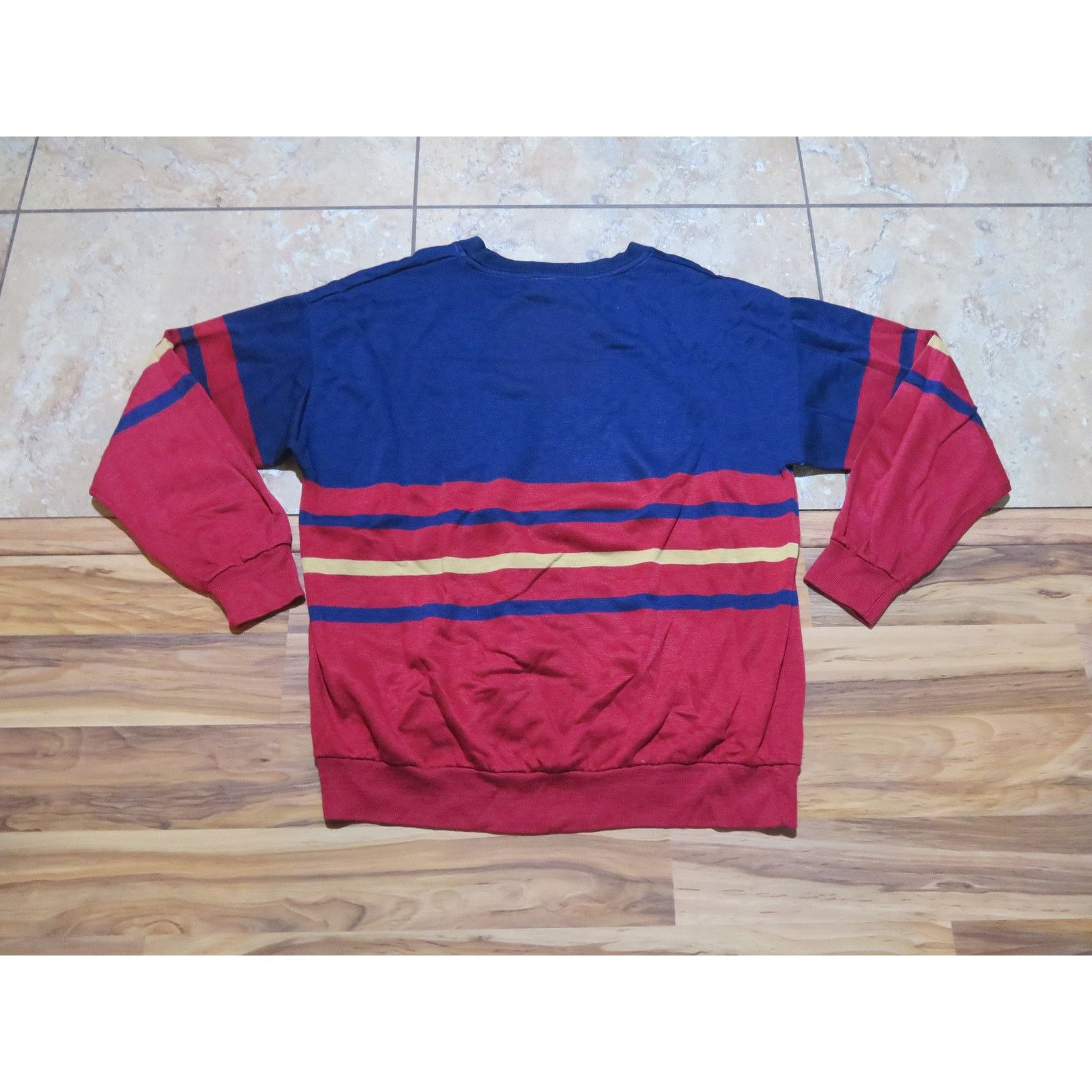 Other Gearing Up Color Block Striped Sweatshirt Blue Red L-XL 90s Size US L / EU 52-54 / 3 - 2 Thumbnail