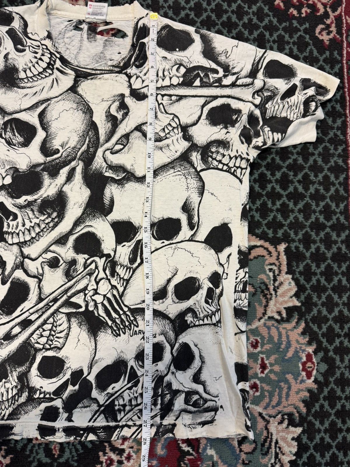 Vintage Vintsge AOP Skull Jarvis Ace 1992 Original Rare grunge shirt Size US L / EU 52-54 / 3 - 11 Thumbnail
