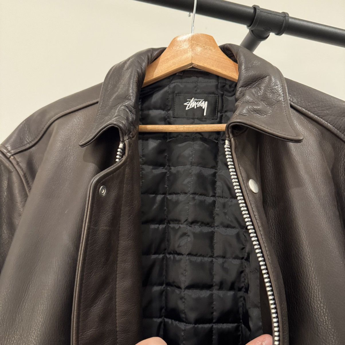 Stussy Stussy Brown Leather Flight Jacket Size US XL / EU 56 / 4 - 6 Thumbnail