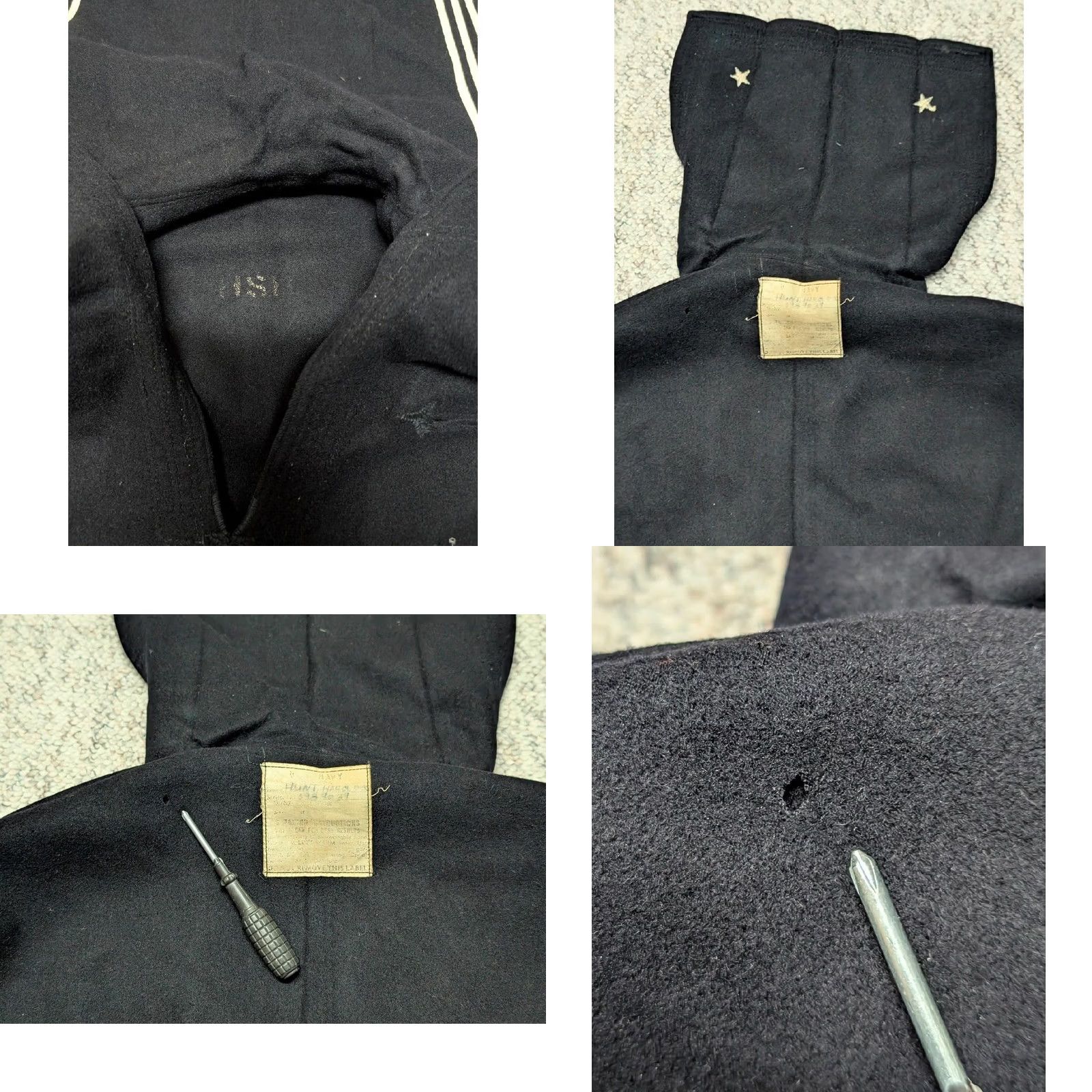 Vintage USN UNIFORM Shirt, US Navy, WWII Vintage Blue Wool Smock, SMALL, Men, Shirt-Jacket, 38 Chest, 1940s, Blue Mens Smock Shirt Size US S / EU 44-46 / 1 - 8 Thumbnail