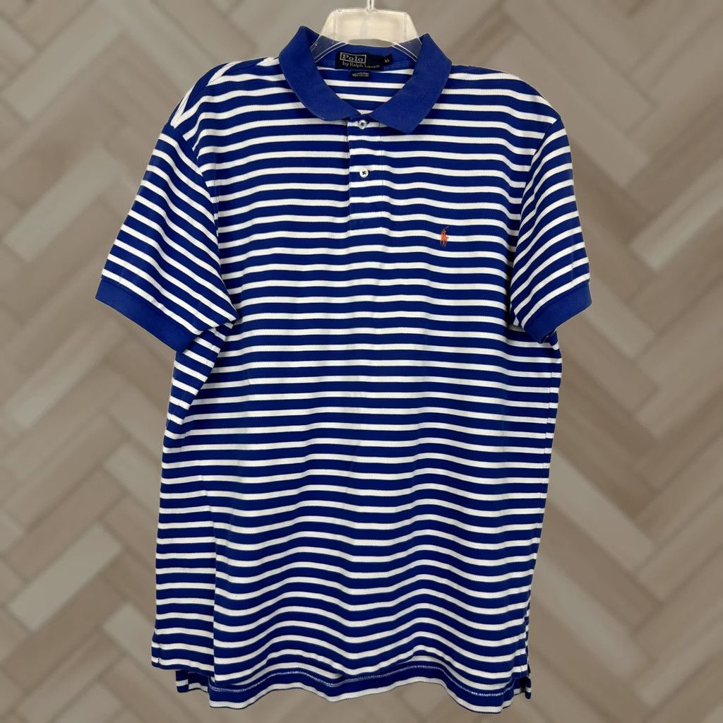 Polo Ralph Lauren Polo Ralph Lauren Polo Shirt Men XL Logo Golf Cotton Stripe BluePreppy Nautical Shirt Short Sleeve Collared Blue White Classic Logo Men XL Size US XL / EU 56 / 4 - 1 Thumbnail