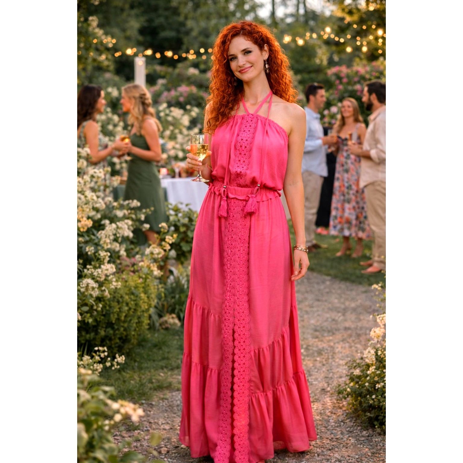 Ramy Brook Ramy Brook Priscilla Sleeveless Halter Tassels Dress Pink L Size L / US 10 / IT 46 - 1 Thumbnail