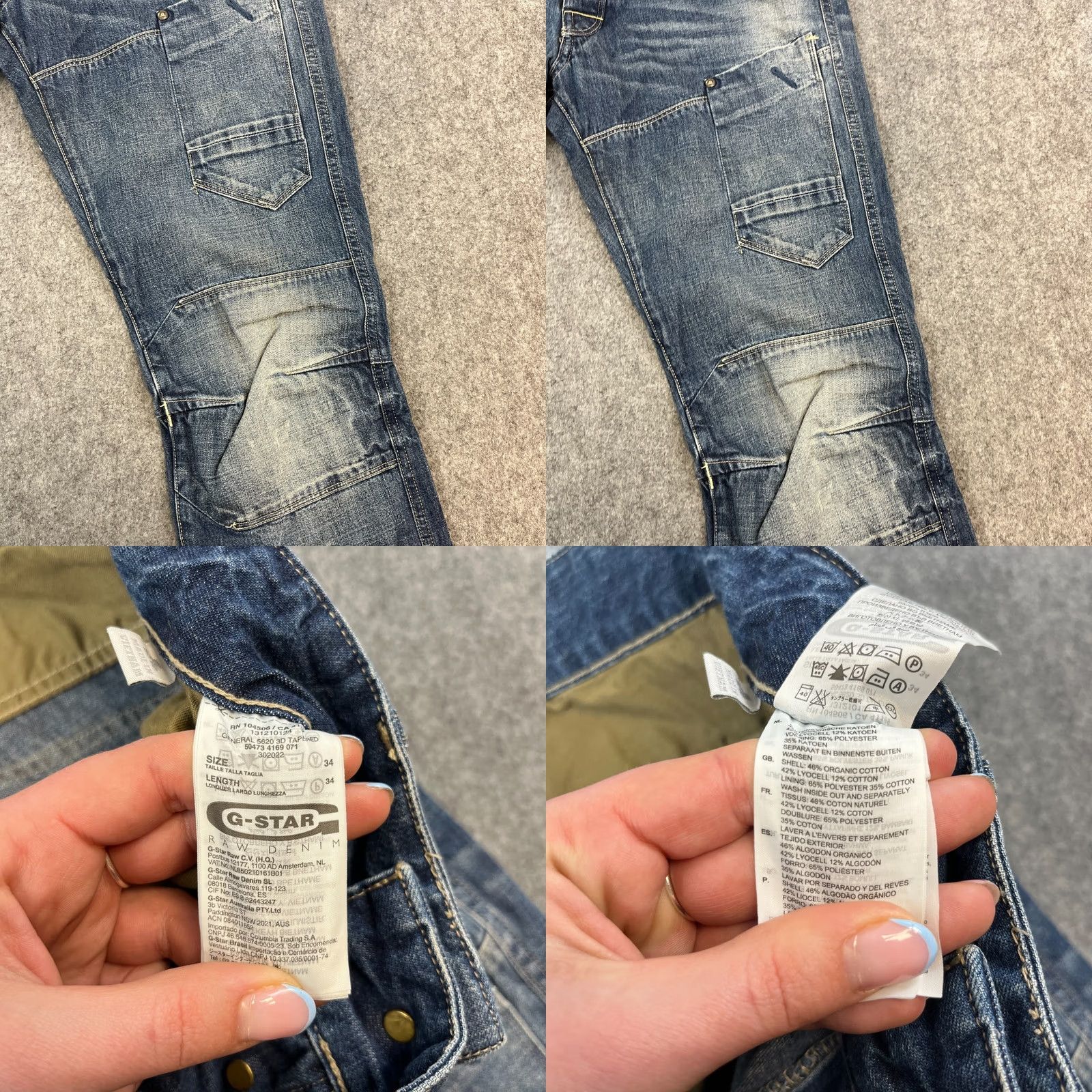 G-Star G-Star Jeans Tapered 3D 34 34 Blue Whiskers Cargo Double Knee Mens Shirt? Size US 34 / EU 50 - 8 Thumbnail