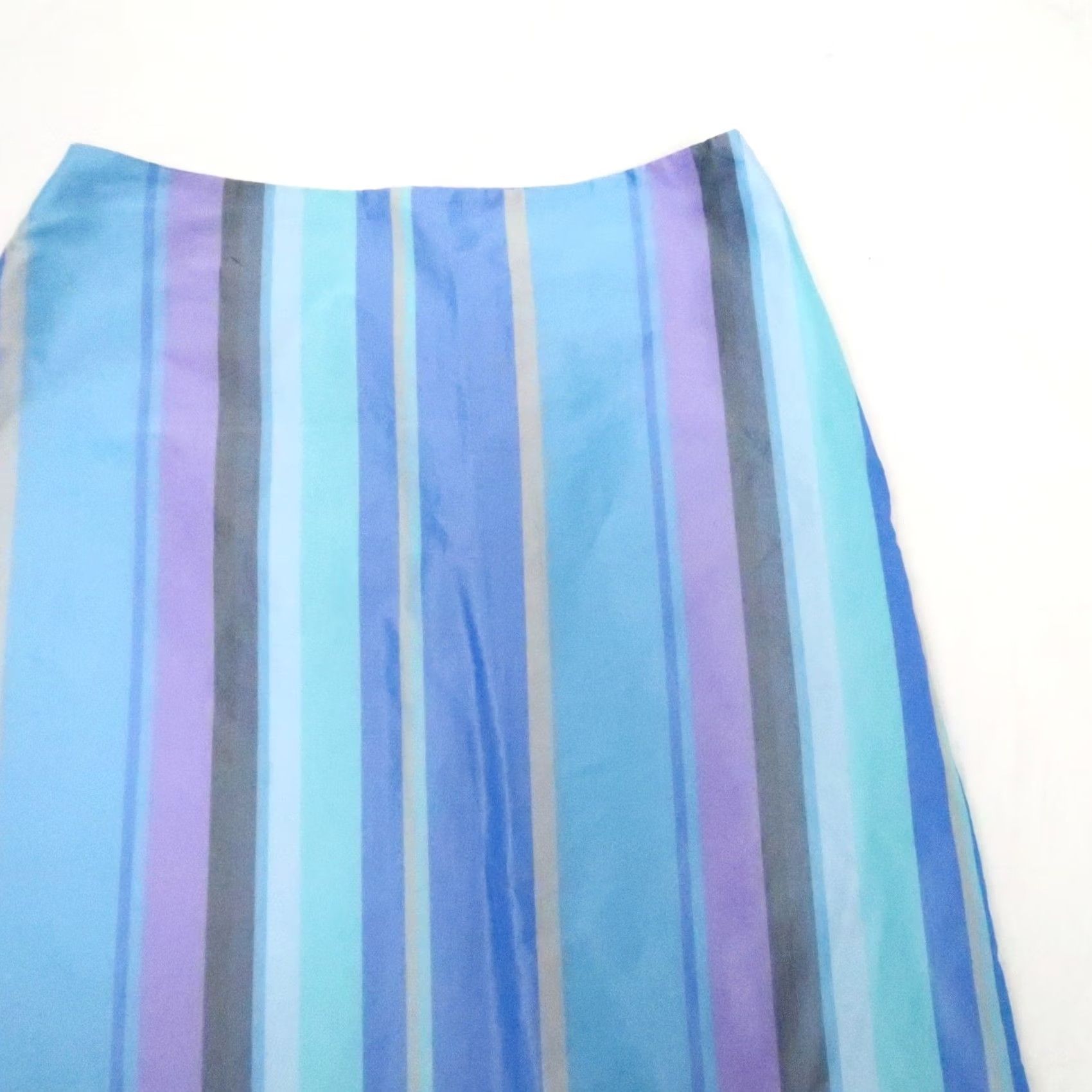 French Connection VINTAGE French Connection Skirt Midi Pencil Striped Blue High Rise 90s Womens Size 2 Size 26" / US 2 / IT 38 - 2 Thumbnail