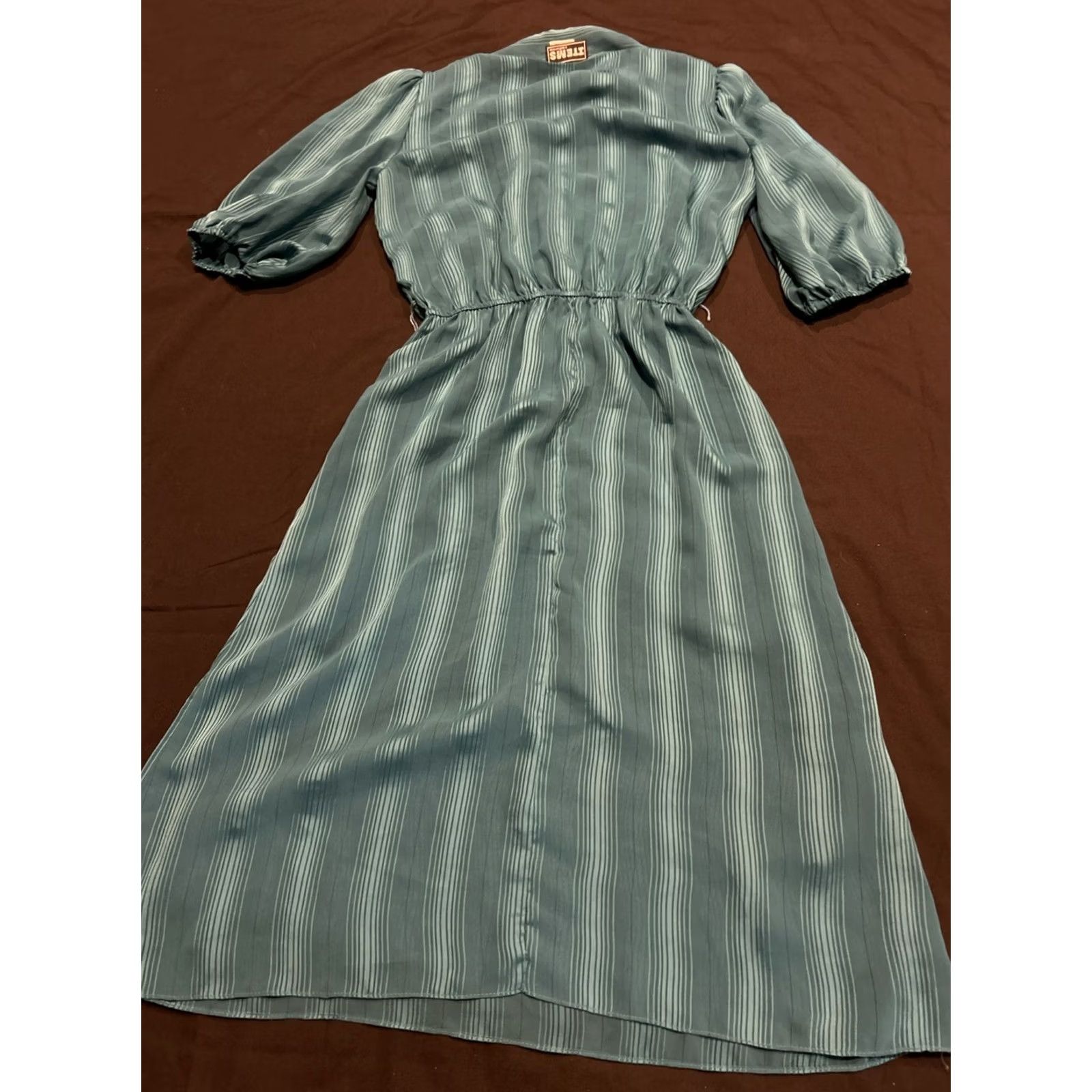 Vintage VINTAGE Items California Dress Size 12 Teal Striped Puff Sleeves Elastic Waist A24 VTG Women Size XL / US 12-14 / IT 48-50 - 3 Thumbnail