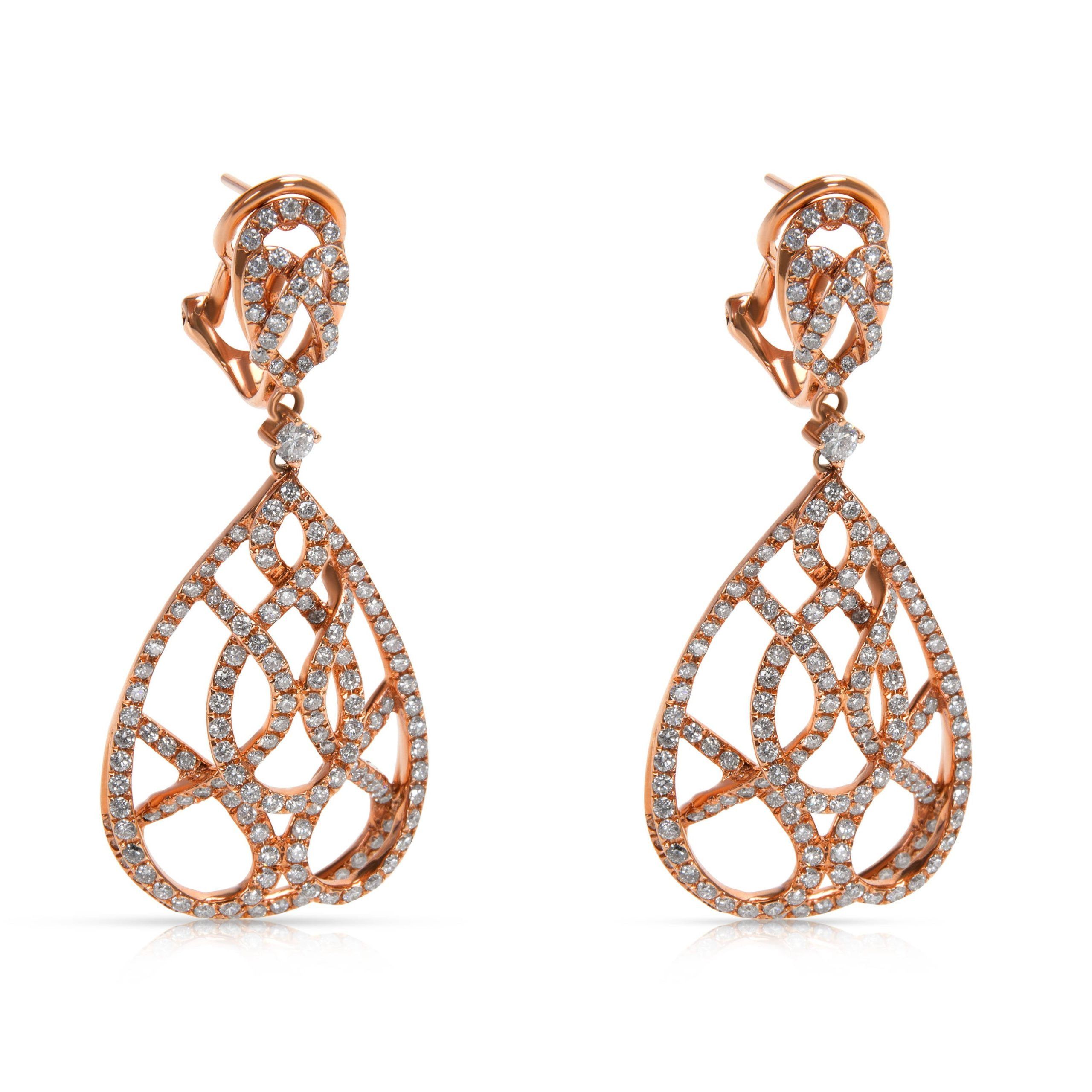 image of Pear Shape Entwined Diamond Earrings In 18K Pink Gold (2.67 Ctw), Women's