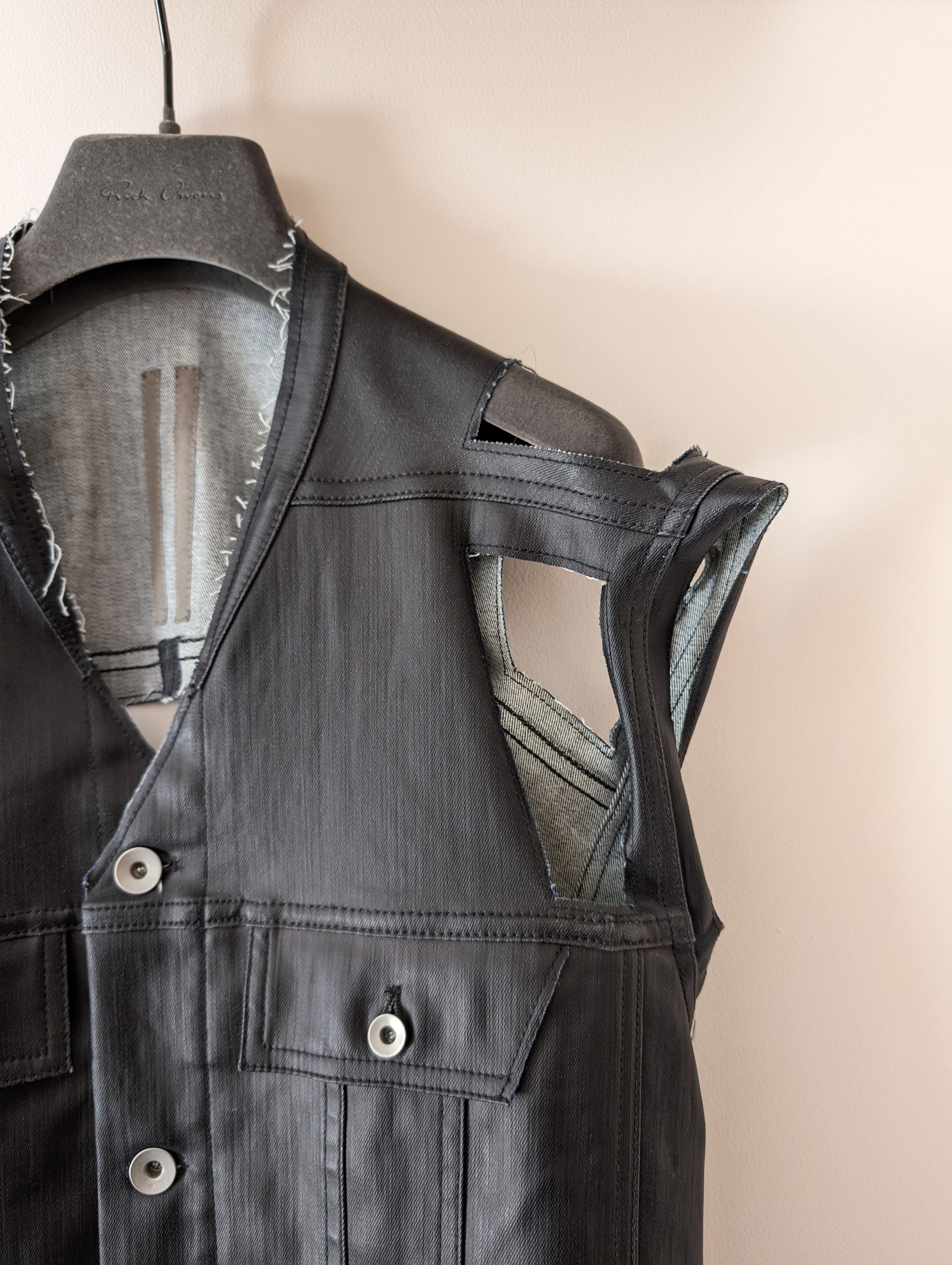 Rick Owens SS21 Runway Jumbo Cutout Sleeveless Denim Trucker Size US S / EU 44-46 / 1 - 2 Thumbnail