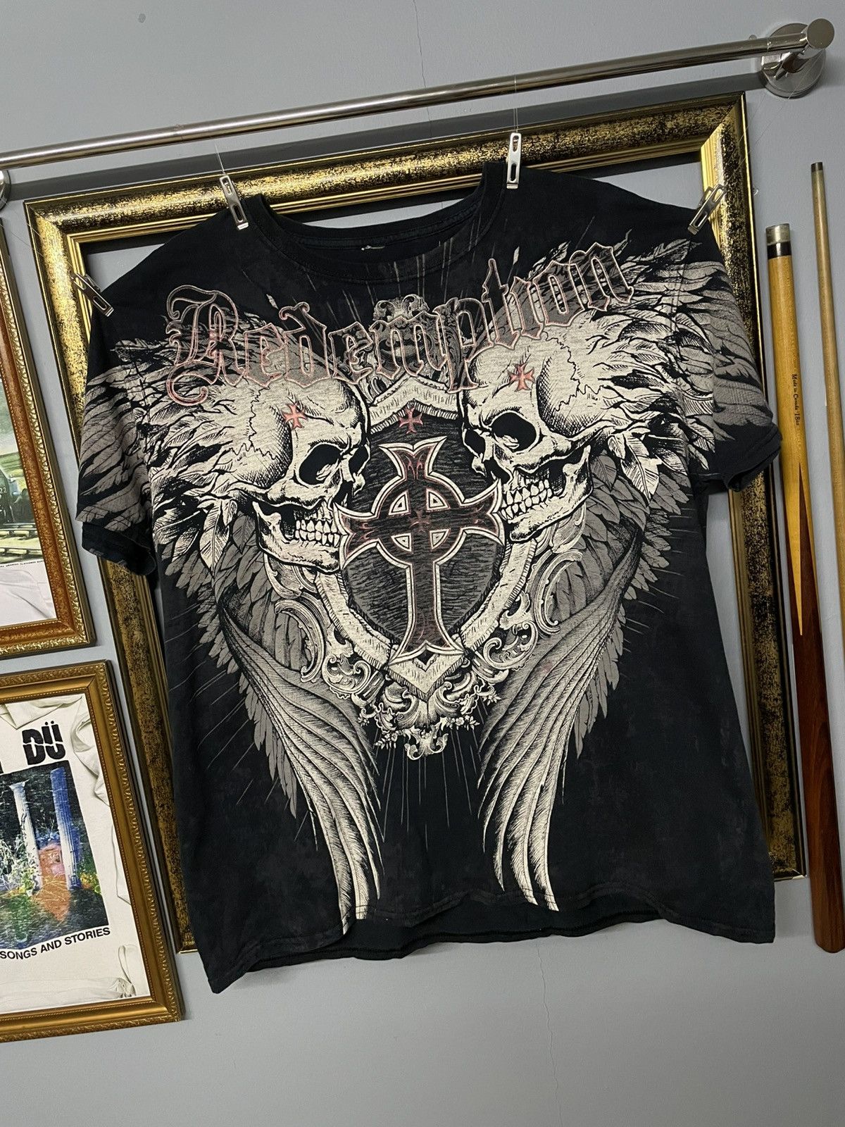 Affliction Vintage 1990s Japan Designer Raw Stakie Affliction Skull Tee Size US XL / EU 56 / 4 - 2 Thumbnail