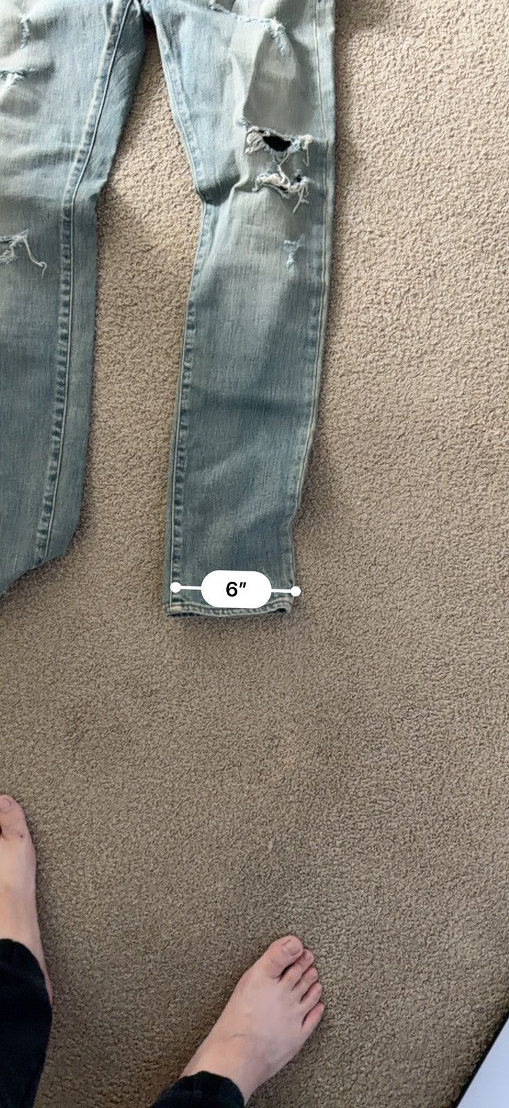 Saint Laurent Paris Saint Laurent Light Blue Distressed Slim Denim Men's Jeans Size US 33 - 7 Thumbnail