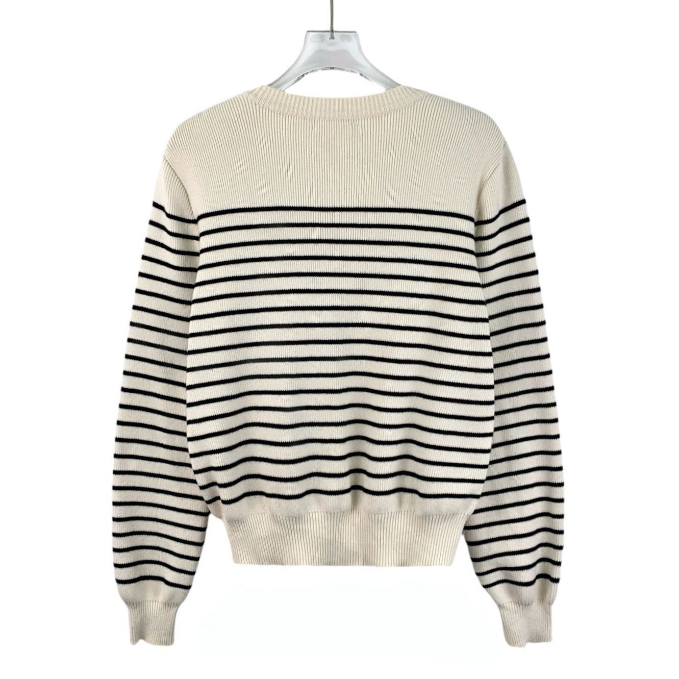 Celine Celine Beige Striped Knitted Sweater W/ Gold Buttons & Round Size XS / US 0-2 / IT 36-38 - 7 Thumbnail