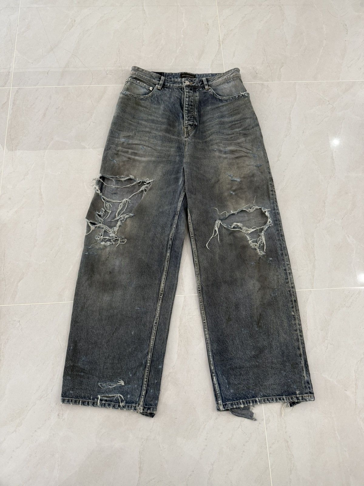 RARE* Balenciaga SS23 Mud Oil Spilled Denim Baggy Version