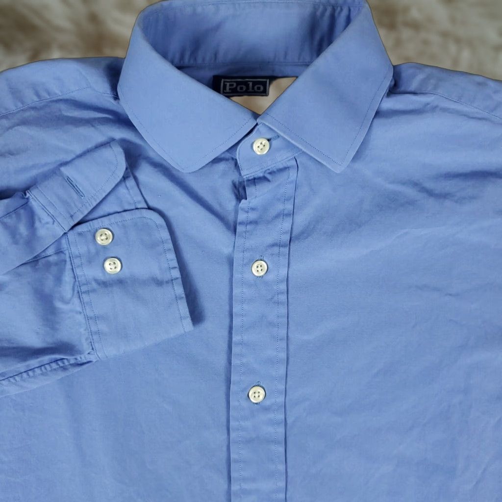 Ralph Lauren Ralph Lauren Dress Shirt Mens 16 Blue Long Sleeve Button-Up Cotton Woven Non-Iron Classic Regular Genders Mens Size 42R - 1 Thumbnail