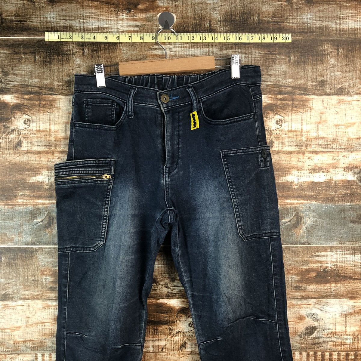 Japanese Brand Fieldcore Japanese utility tactical Blue Denim Pants #A2094 Size US 32 / EU 48 - 4 Thumbnail