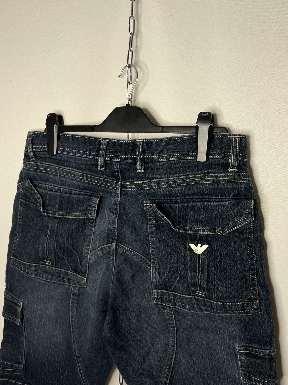 Vintage Armani Jeans Metal Logo Denim Shorts Multipocket