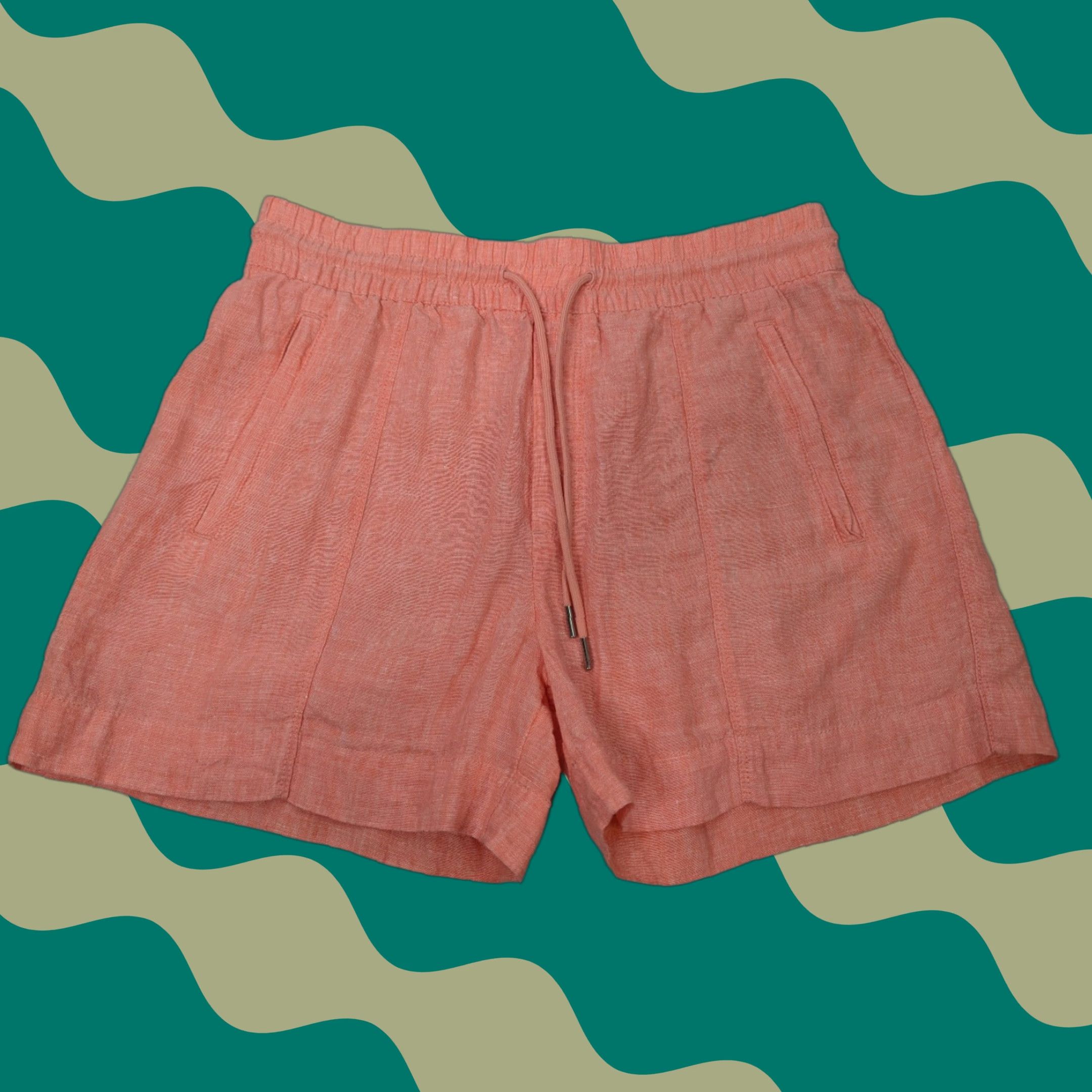 Athleta ATHLETA Retreat Linen Elastic Waist Shorts Women S/533545 Peachy Orange Paperbag Front Pocket Size 30" / US 8 / IT 44 - 1 Thumbnail