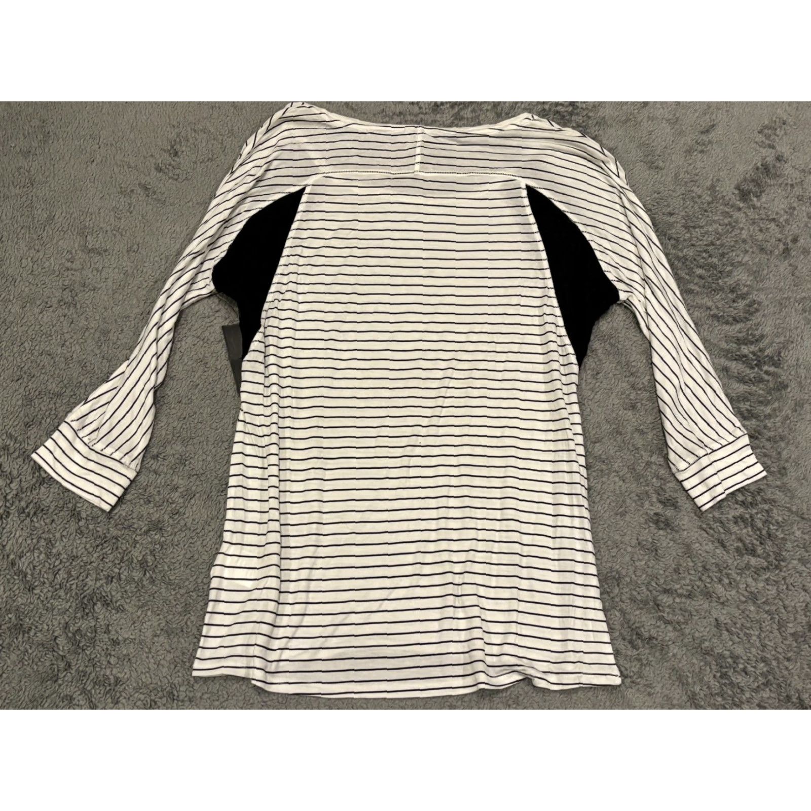 Calvin Klein NWT Calvin Klein Jeans Shirt Womens L White Black Striped Long Sleeve Top Seam Shirt Size L / US 10 / IT 46 - 6 Thumbnail